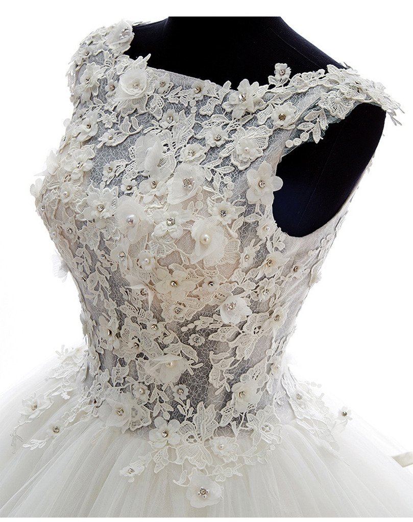 Elegant Ball Gown Wedding Dress with High Neck & Princess Lace Tulle - Perfect for Bridal Ceremonies, Formal Events & Fairy Tale Weddings