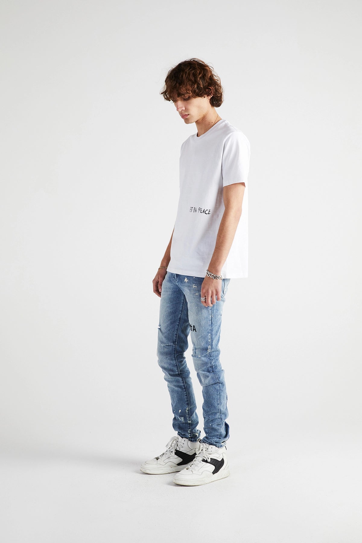 LIAM TEE | White Rip Cross Graphic T-Shirt for Men - Trendy Streetwear Fashion for Casual Wear and Outfits