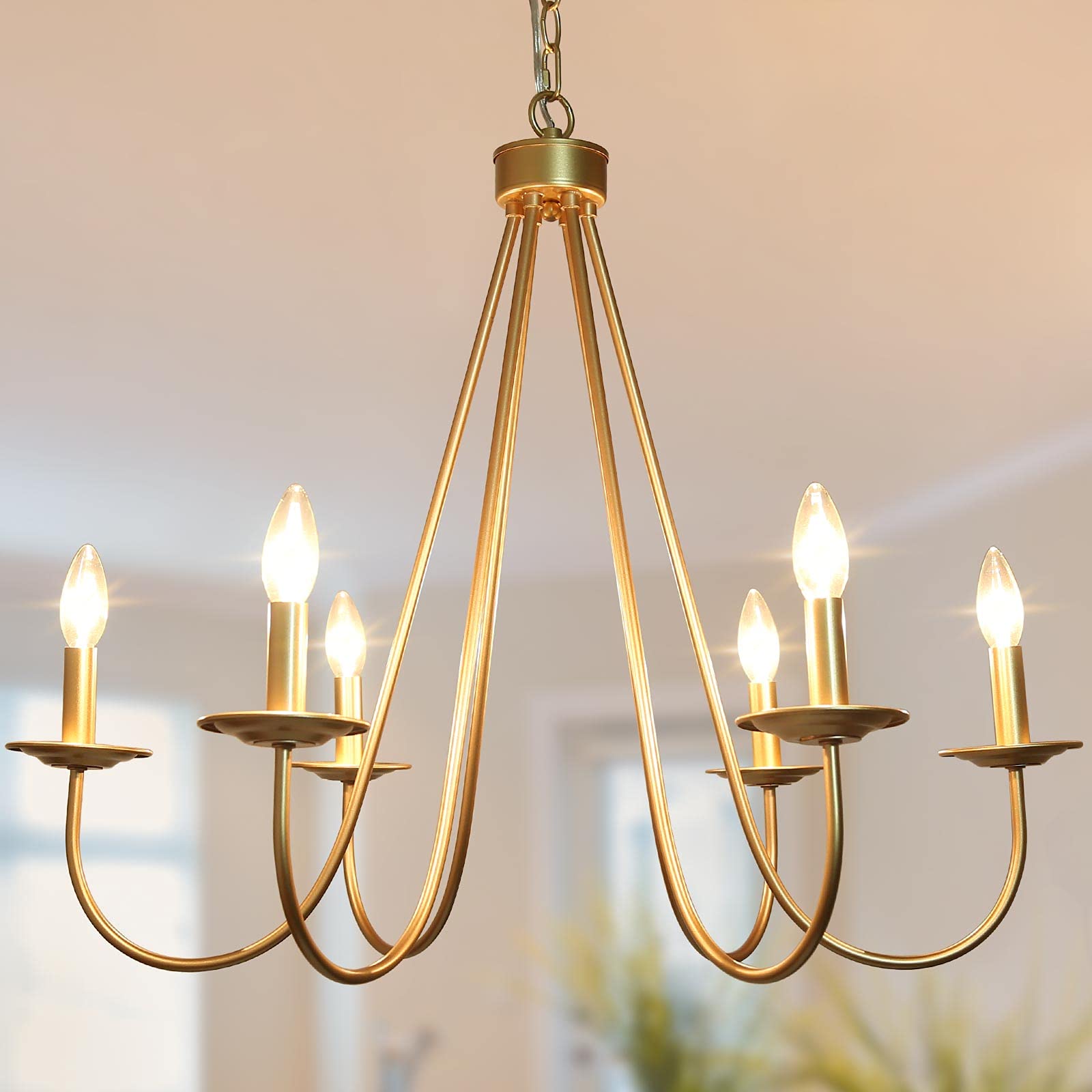 KSANA Modern Gold Chandelier - 6-Light Hanging Pendant Light Fixture 28