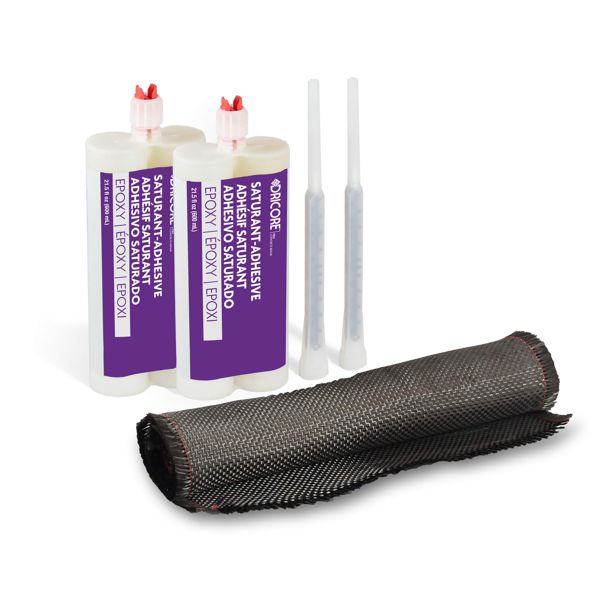 DRICORE PRO Concrete Crack Repair Kit - Bidirectional Carbon Fiber Reinforcement for Foundations, Walls & Basements | All-in-One Solution with 8ft Carbon Fiber Strips | DIY Structural Repair for Home, Garage & Driveway Cracks