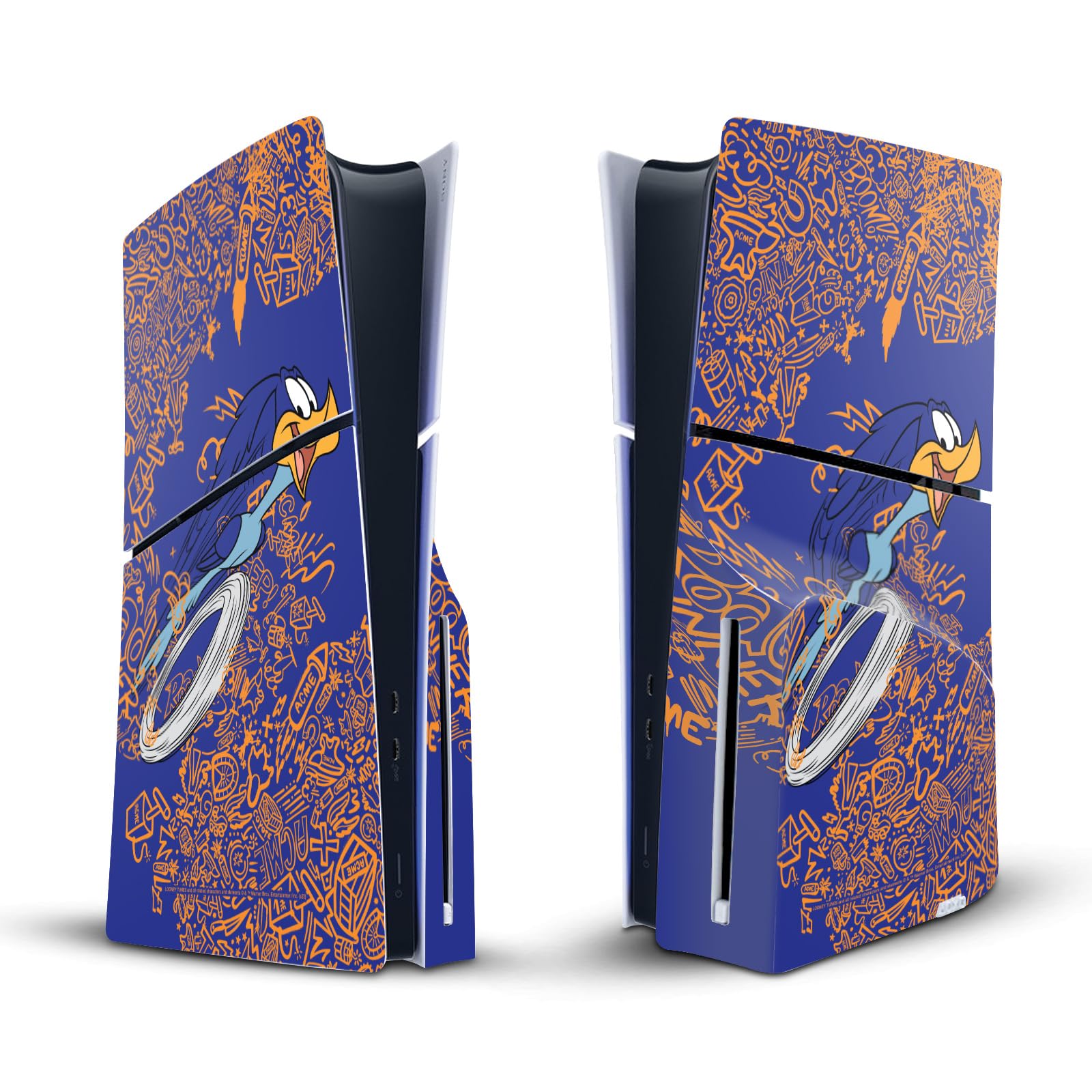 Official Looney Tunes Road Runner Vinyl Skin Sticker for Sony PlayStation 5 PS5 Slim/PRO Disc Edition - Durable Gaming Decal for Console Protection & Customization - Perfect for Gamers & Cartoon Fans