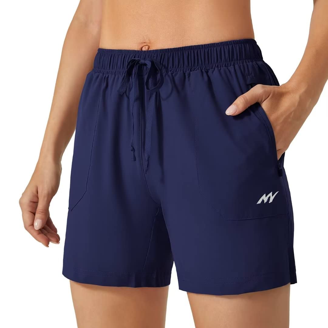 MONSTER VALLEY Women's 5 Inch Hiking Shorts - Quick Dry Athletic Running Shorts with Zipper Pockets - Lightweight Workout Shorts for Women - Perfect for Hiking, Running, Gym & Outdoor Activities