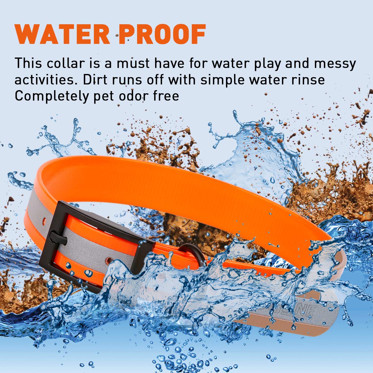 Premium Reflective Waterproof Dog Collar - Biothane Coated Nylon Webbing with Black Hardware - Odor-Proof & Easy Clean - Small/Medium/Large Sizes (1