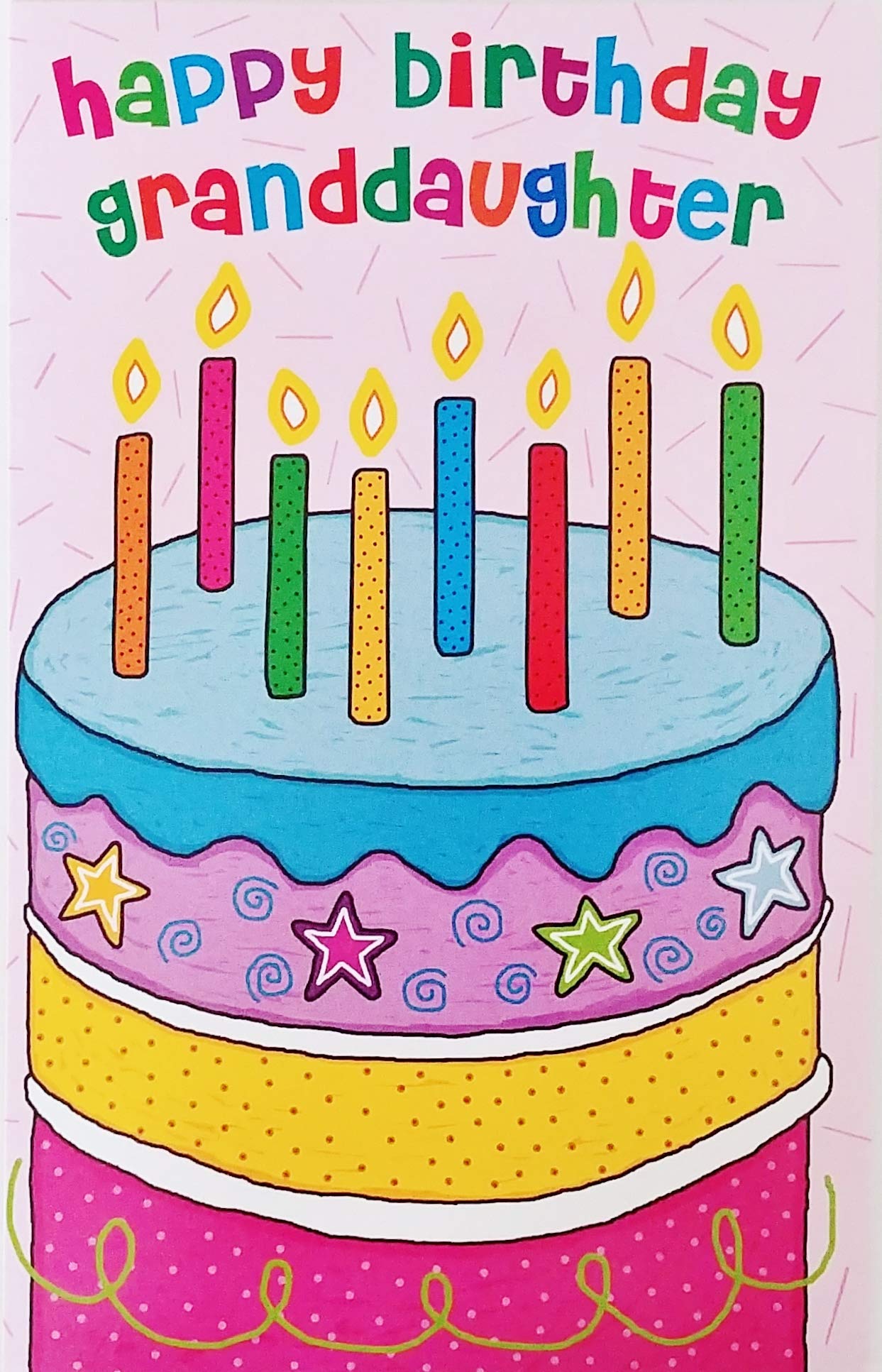 Happy Birthday Greeting Card for Granddaughter - Colorful Cake Design - Perfect for Birthday Wishes & Special Occasions