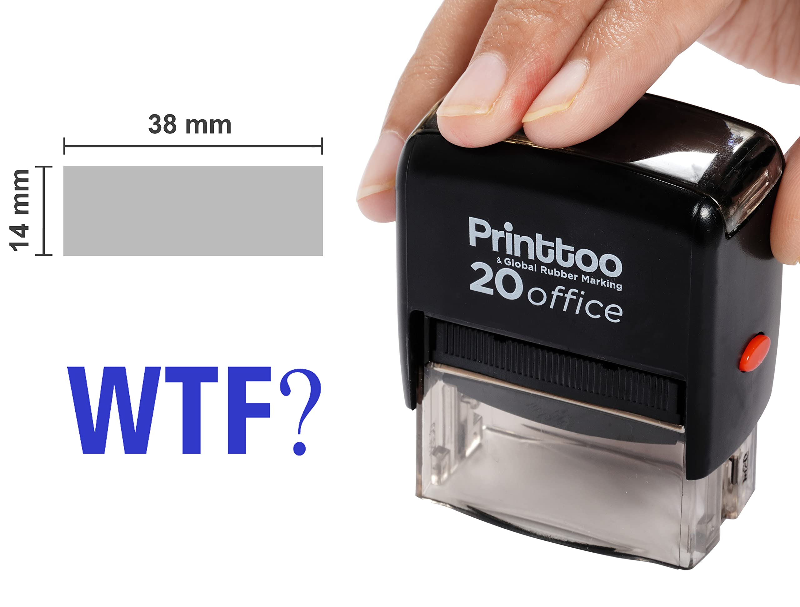 Printtoo WTF? Self Inking Rubber Stamp - Custom Office Stationery for Documents, Paperwork & Crafts - Blue Ink