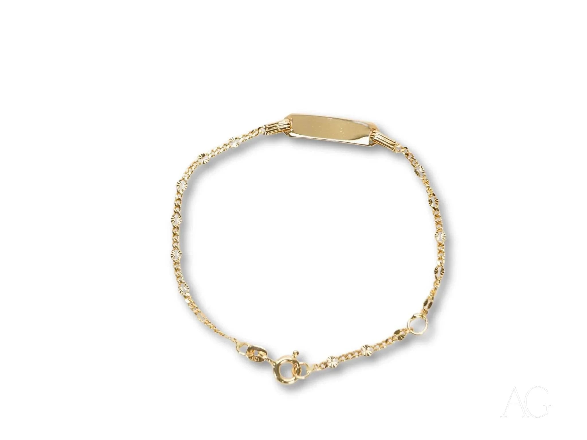 18K Gold Personalized Kids ID Bracelet with Spring Ring Lock - Custom Name Engraved for Safety & Style - Perfect for School, Travel & Everyday Wear