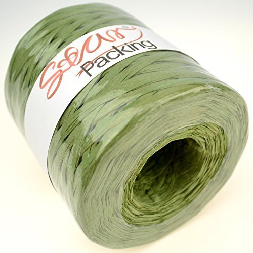 Premium 218-Yard Star Packing Paper Twine Roll | 3/16 Inch Wide Olive Matte Paper Ribbon | 93 Color Options for Gift Wrapping, DIY Crafts & Eco-Friendly Packaging