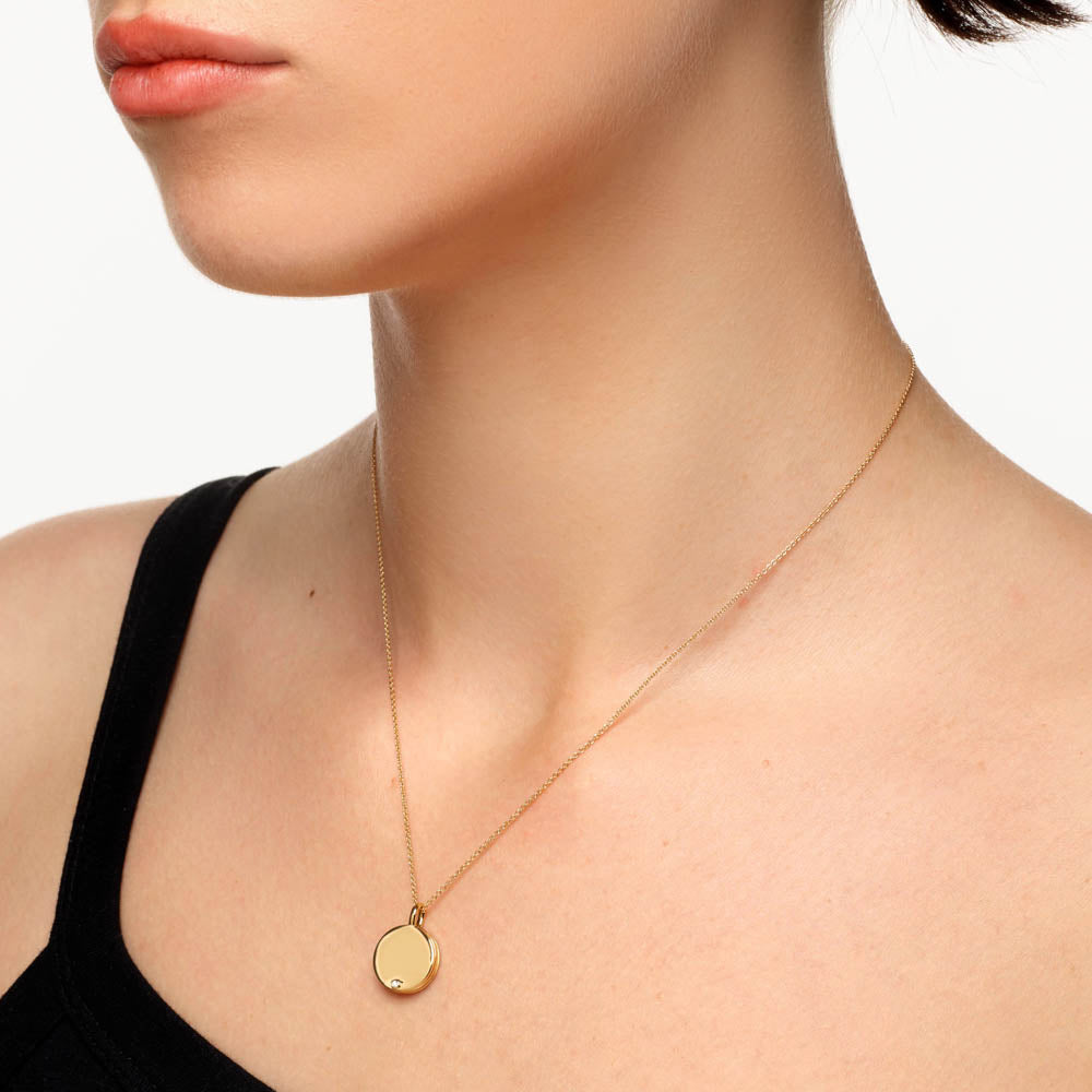 Personalized Engravable Gold Circle Flip Locket Necklace - Perfect for Anniversary Gifts, Valentine's Day & Keepsake Jewelry