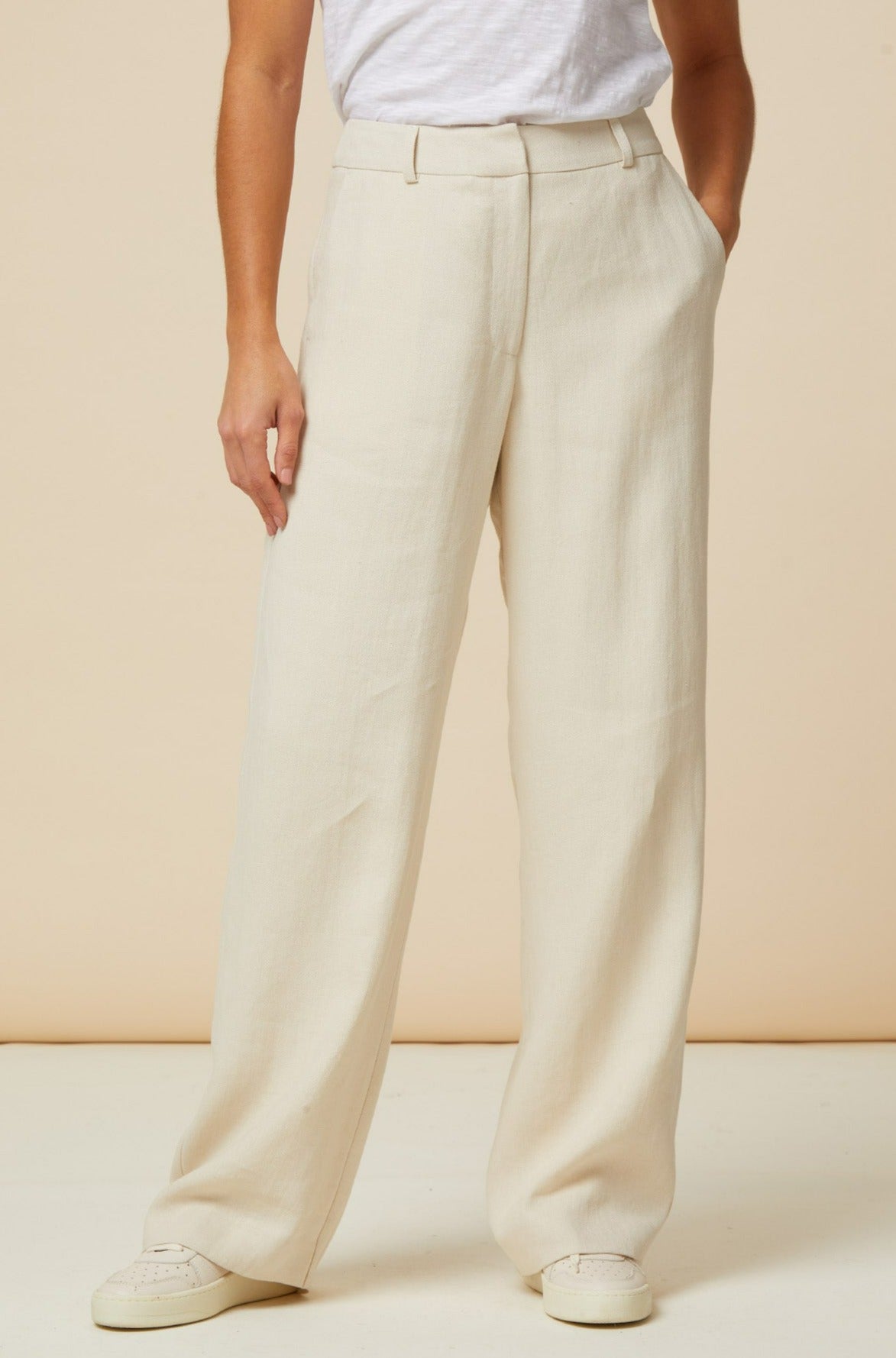 Premium Linen Blend Trousers for Women - Comfortable Oat Color Pants for Summer | Perfect for Casual Wear, Office & Travel