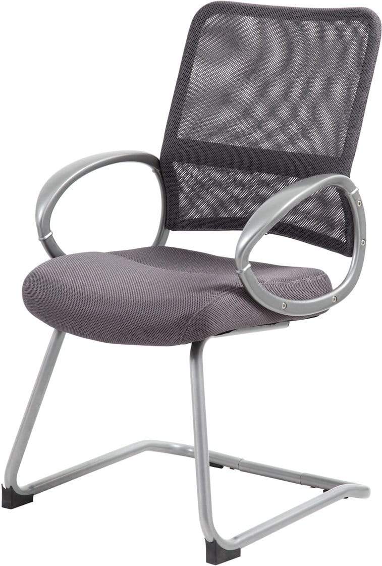 Boss Mesh Back Office Chair with Pewter Finish - Ergonomic Guest Chair [B6419] for Home Office, Conference Room & Reception Area