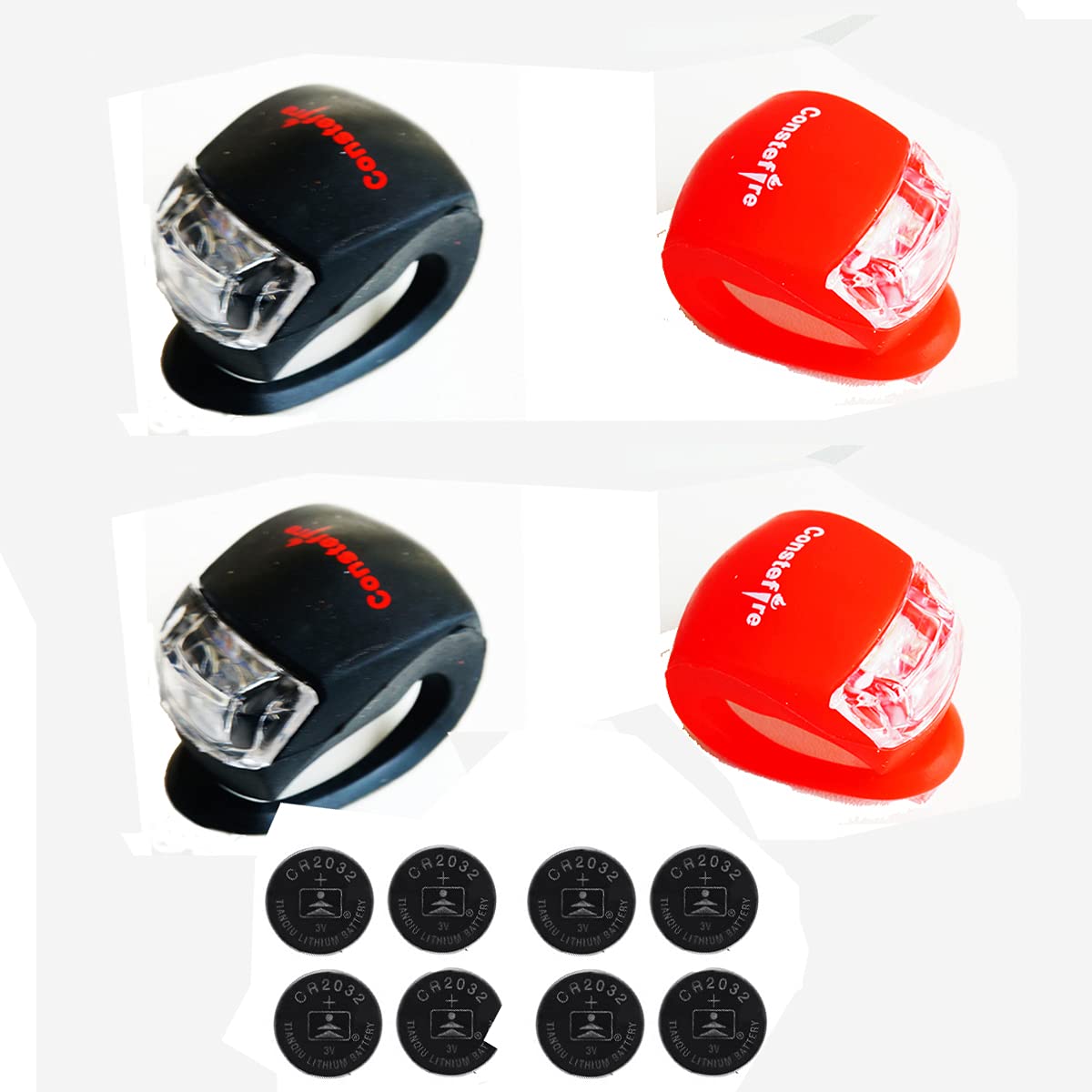 Waterproof LED Bike Light Set - 4 Pack Front and Rear Bicycle Lights with Batteries Included | High Visibility Safety Lights for Night Cycling, Commuting & Road Biking