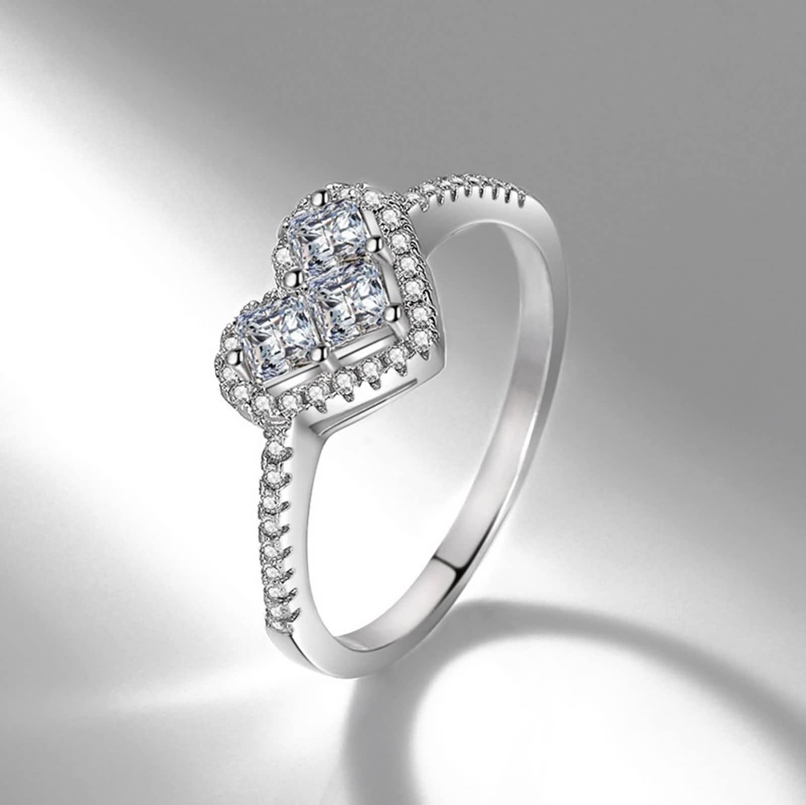 Elegant Heart Pave Ring for Women - Gold & Silver Wedding Gift | Perfect for Her Special Occasions
