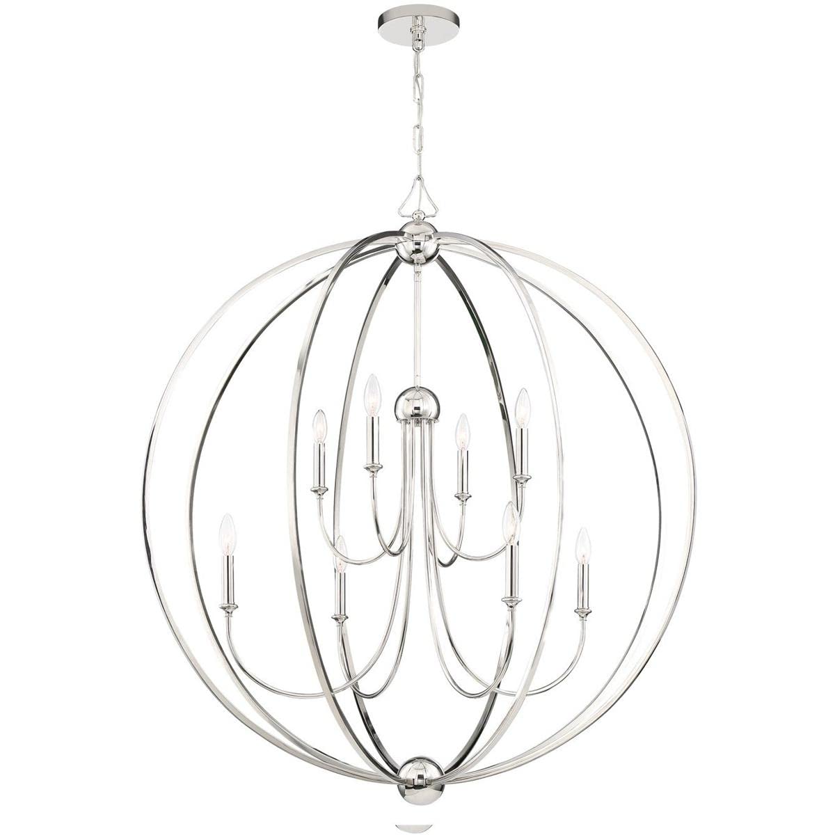 Stylish Crystorama Libby Langdon Sylvan 8-Light Polished Nickel Chandelier - Elegant Dining Room & Living Room Lighting Fixture for Modern Homes