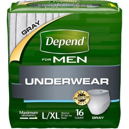 Depend Super Absorbency Underwear for Men - Large/X Large (4 Pack, 136 Total) - Incontinence Protection for Active Lifestyles, Travel & Overnight Use