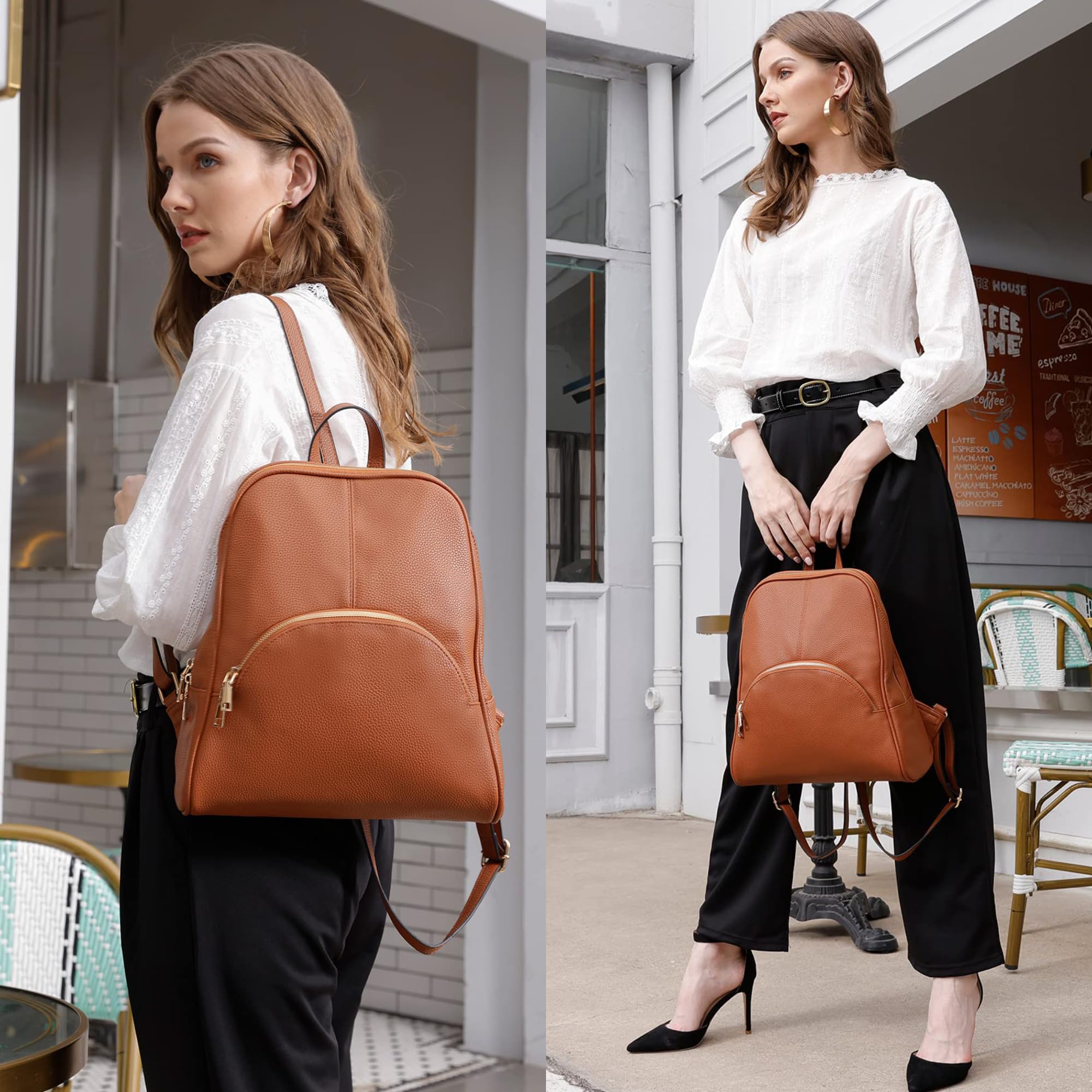 Stylish Scarleton Women's Backpack Purse - Top Handle Mini Backpack for Travel, Work & Daily Use | Fashionable Brown Leather Crossbody Bag (H160804)