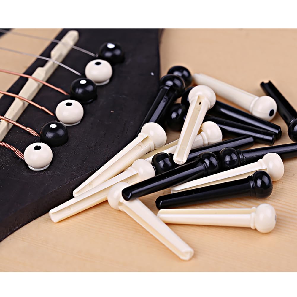100 Pcs Plastic Acoustic Guitar Bridge Pins - Replacement End Pins for Guitar Strings, Tuning Pegs & String Holders - Perfect for Guitar Repair, Maintenance & DIY Projects