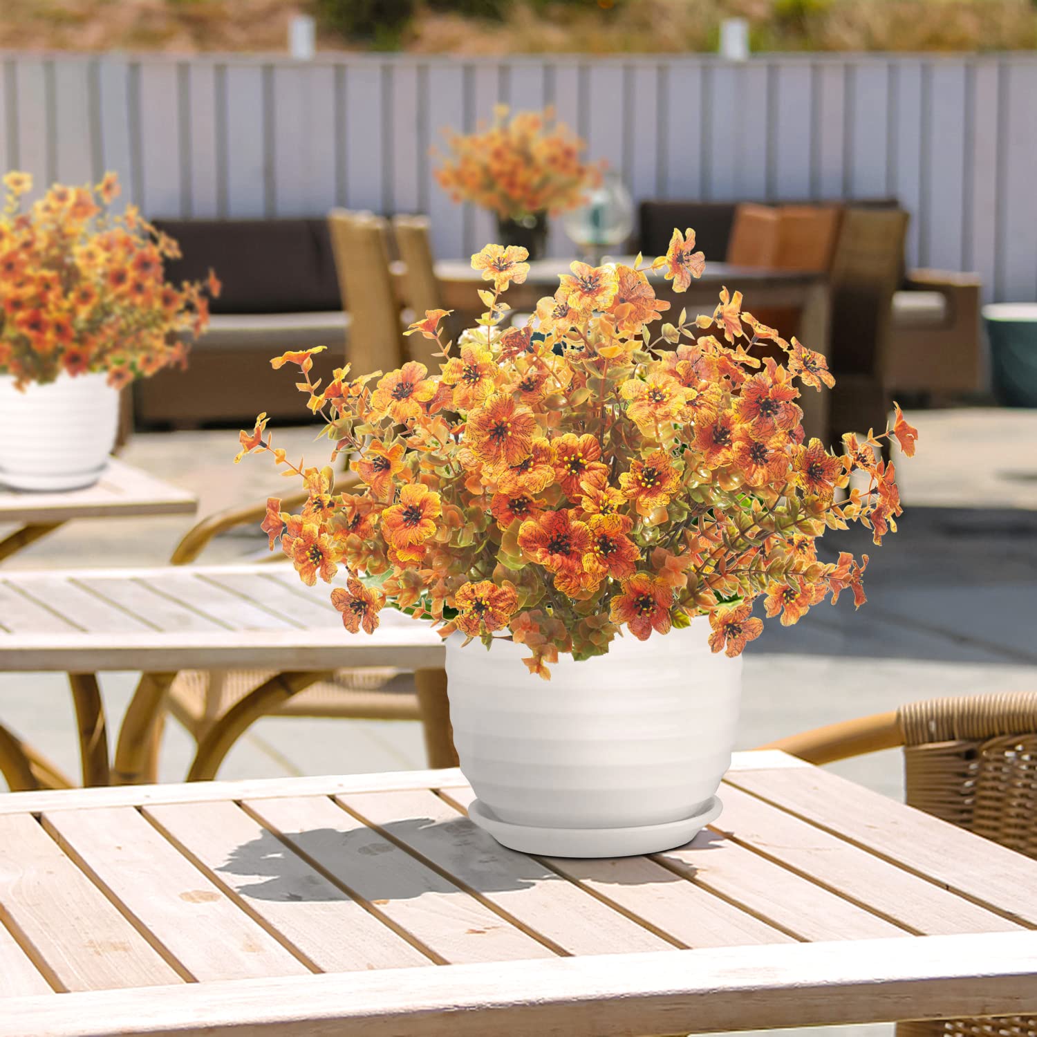 10 Bundles Artificial Fall Flowers for Outdoor Decor - UV Resistant Faux Flowers for Porch, Garden, and Fall Wreaths