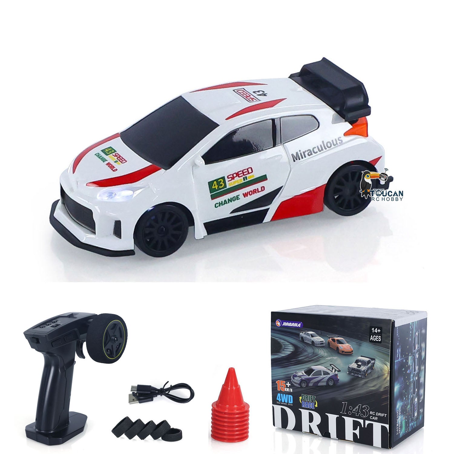 1/43 Scale 2.4GHz High Speed RC Racing Car - 4WD Remote Control Drift Vehicle RTR Mini Model Toy Car with Battery - Perfect Gift for Kids | Indoor & Outdoor Play, Racing Competitions, Birthday Presents