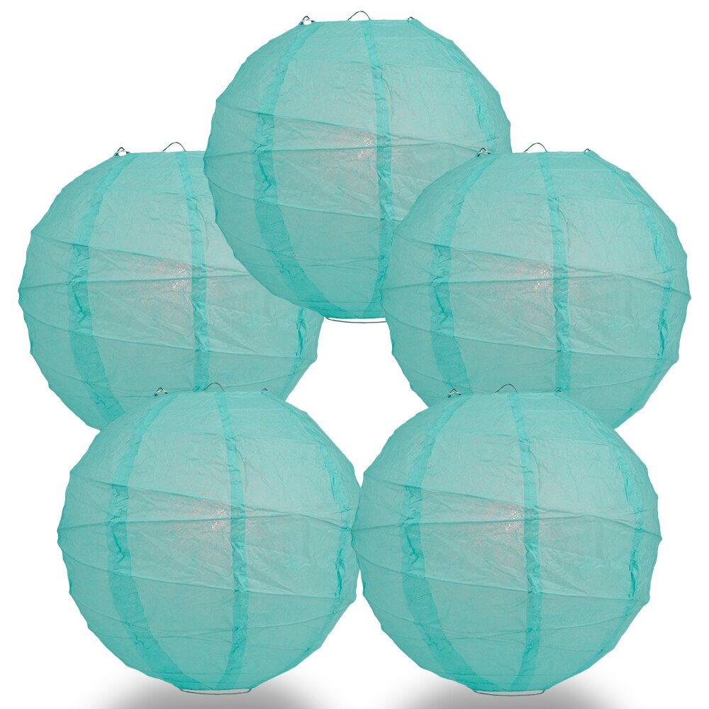 5 Pack 8 Inch Blue Watercolor Paper Lanterns for Party Decorations - Chinese Style Hanging Decor for Weddings, Baby Showers & Indoor Outdoor Events