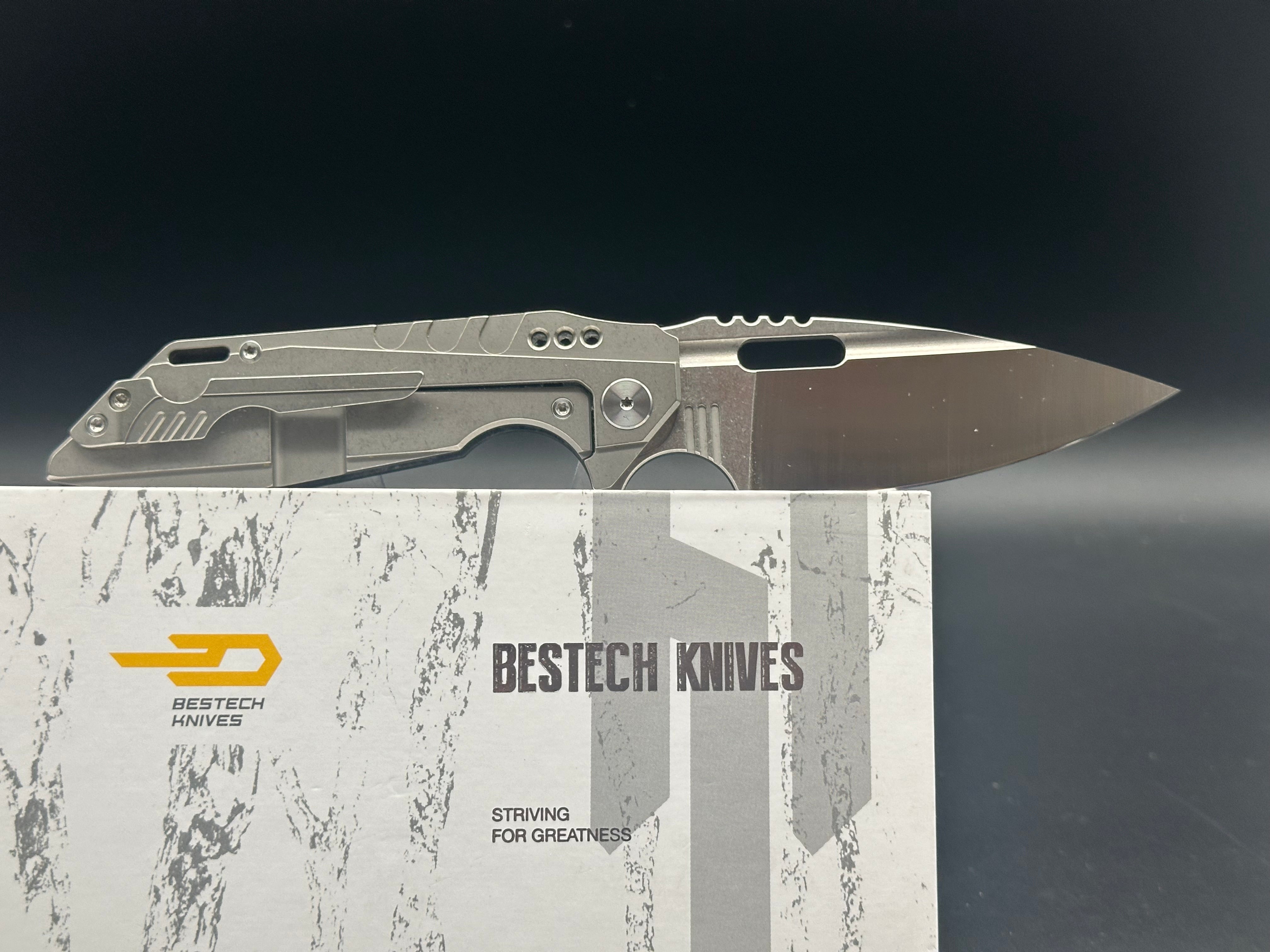 Bestech Shodan Folding Knife - Carbon Fiber Front & Titanium Back Handle - EDC, Outdoor Camping, Hunting & Survival Tool