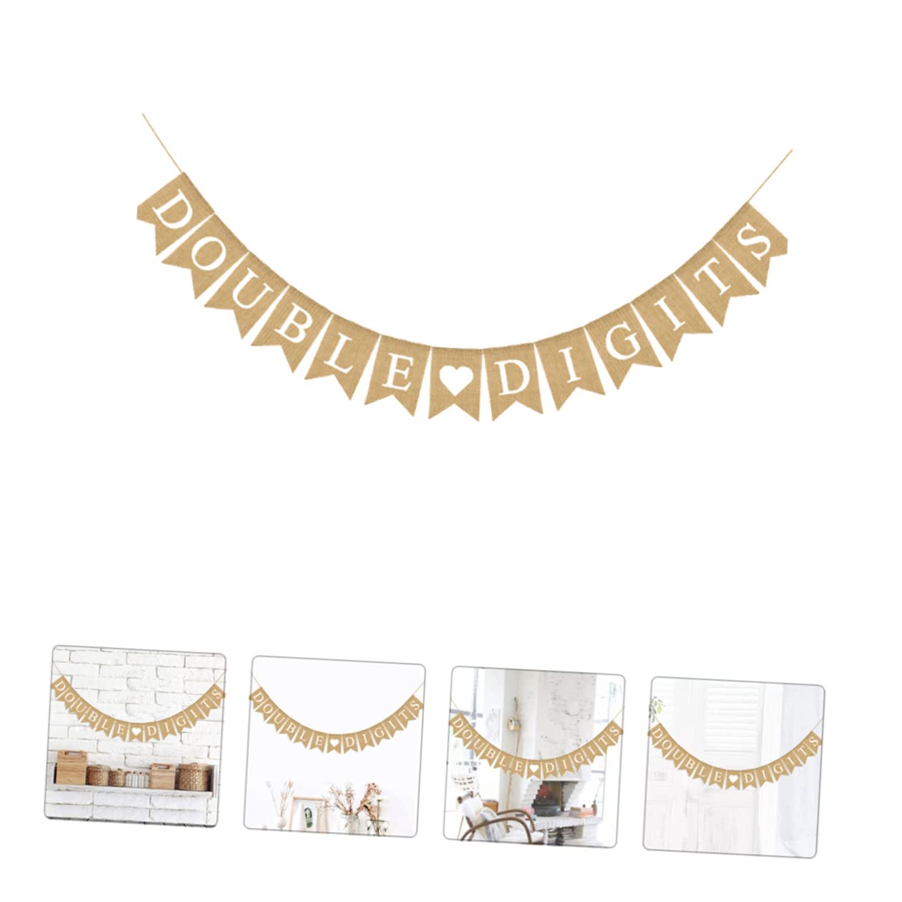 ABOOFAN 10th Birthday Party Decorations - Linen Hay Banner & Photo Backdrop for Farm Theme Celebrations, Kids Birthday Party Supplies, Rustic Party Decor
