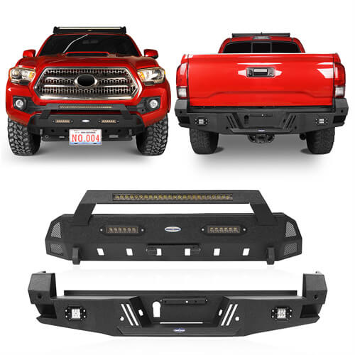 Durable Front & Rear Bumpers Combo for 2016-2021 Toyota Tacoma 3rd Gen | Heavy-Duty Off-Road Protection | Perfect for Adventure & Truck Customization