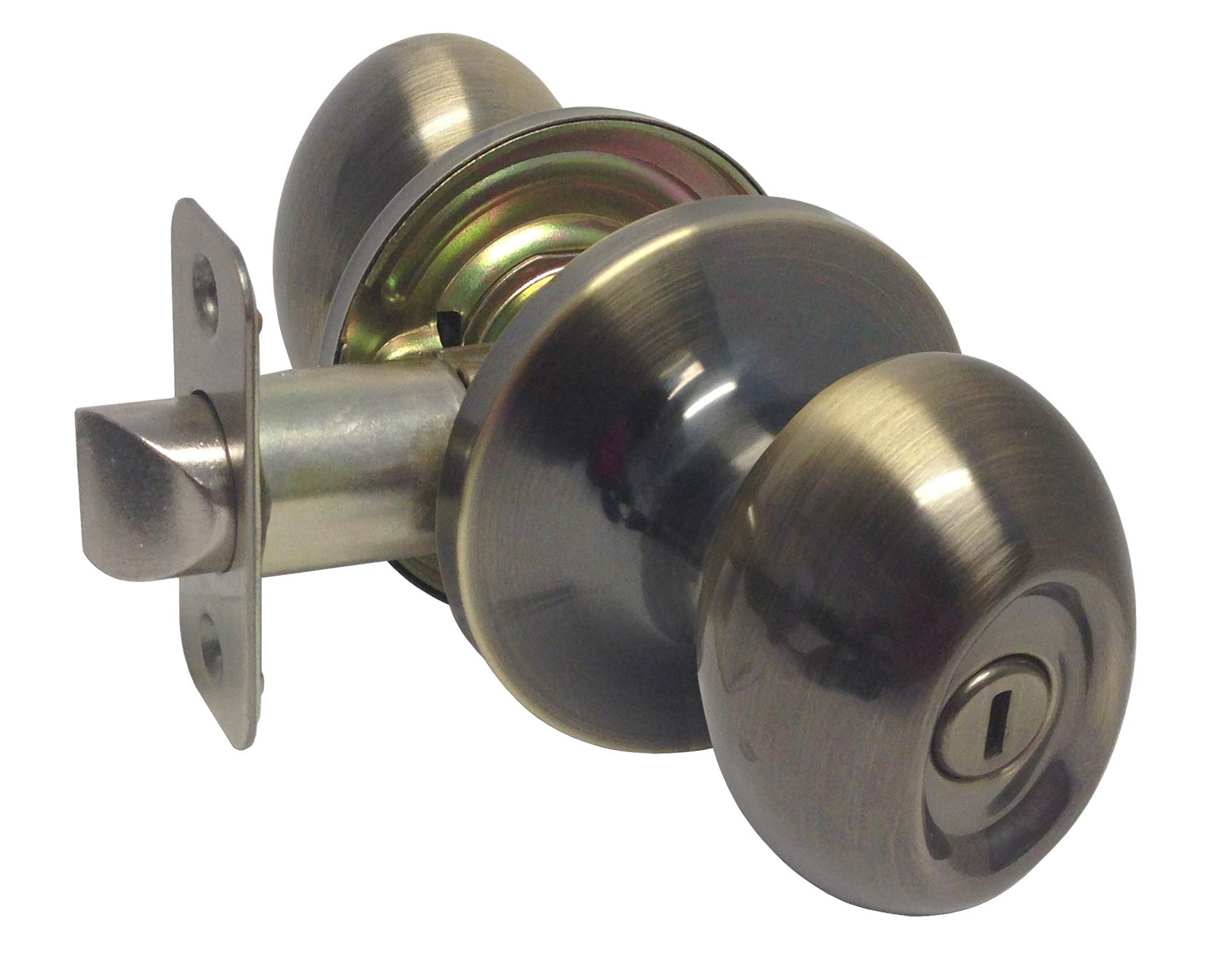 Antique Brass Oval Egg Shaped Door Knob Handle - Privacy Lock for Bedroom & Bathroom - Vintage Style Entry/Passage/Dummy/Deadbolt 6096AB - Perfect for Home, Office, and Interior Decoration