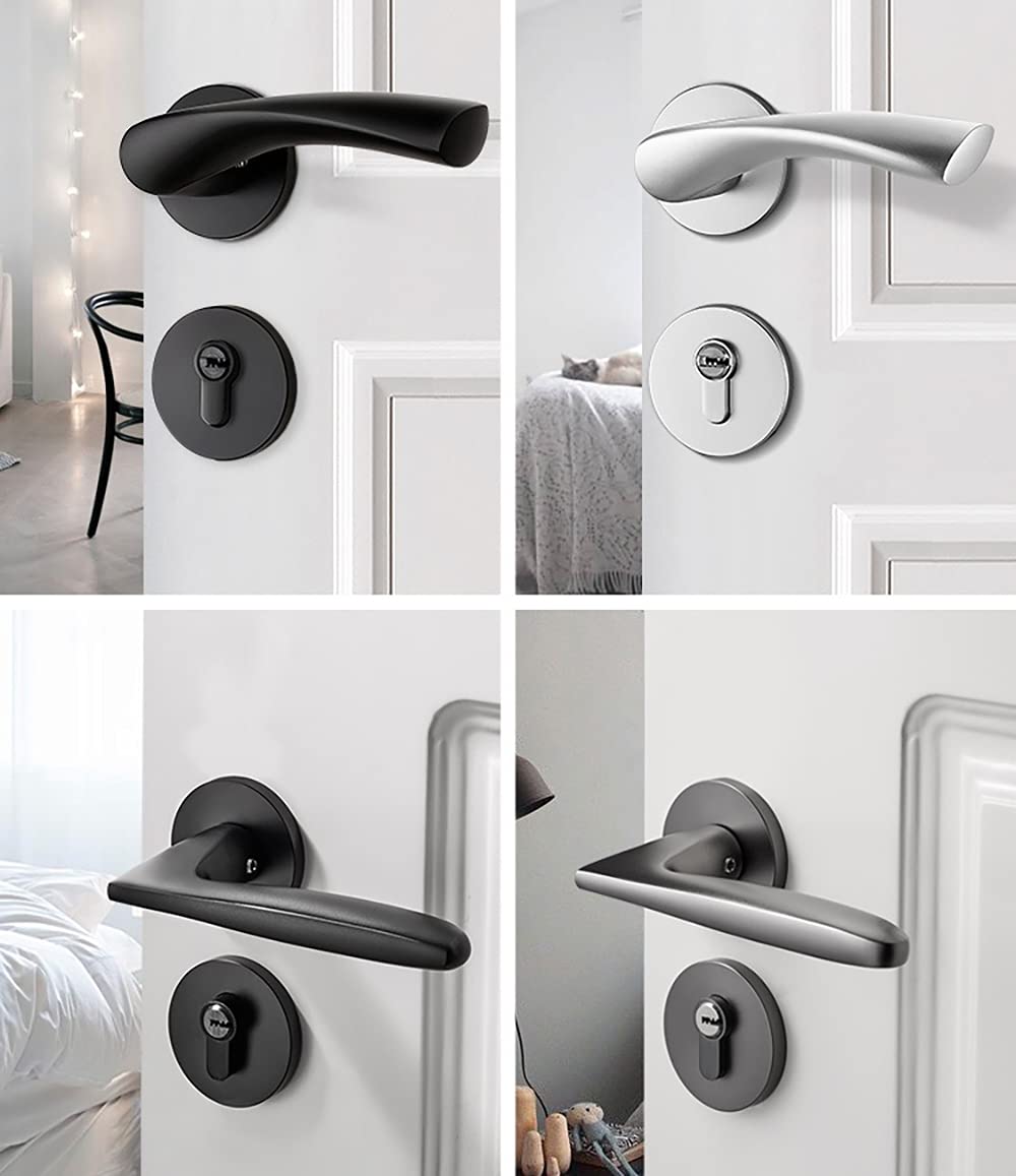 Black Square Non-Turning Single Side Door Lever Handle - Easy Install Pull Only Lever Set for Closets, French Doors, Bedrooms & Bathrooms | Durable Interior Door Hardware for Home & Office Use