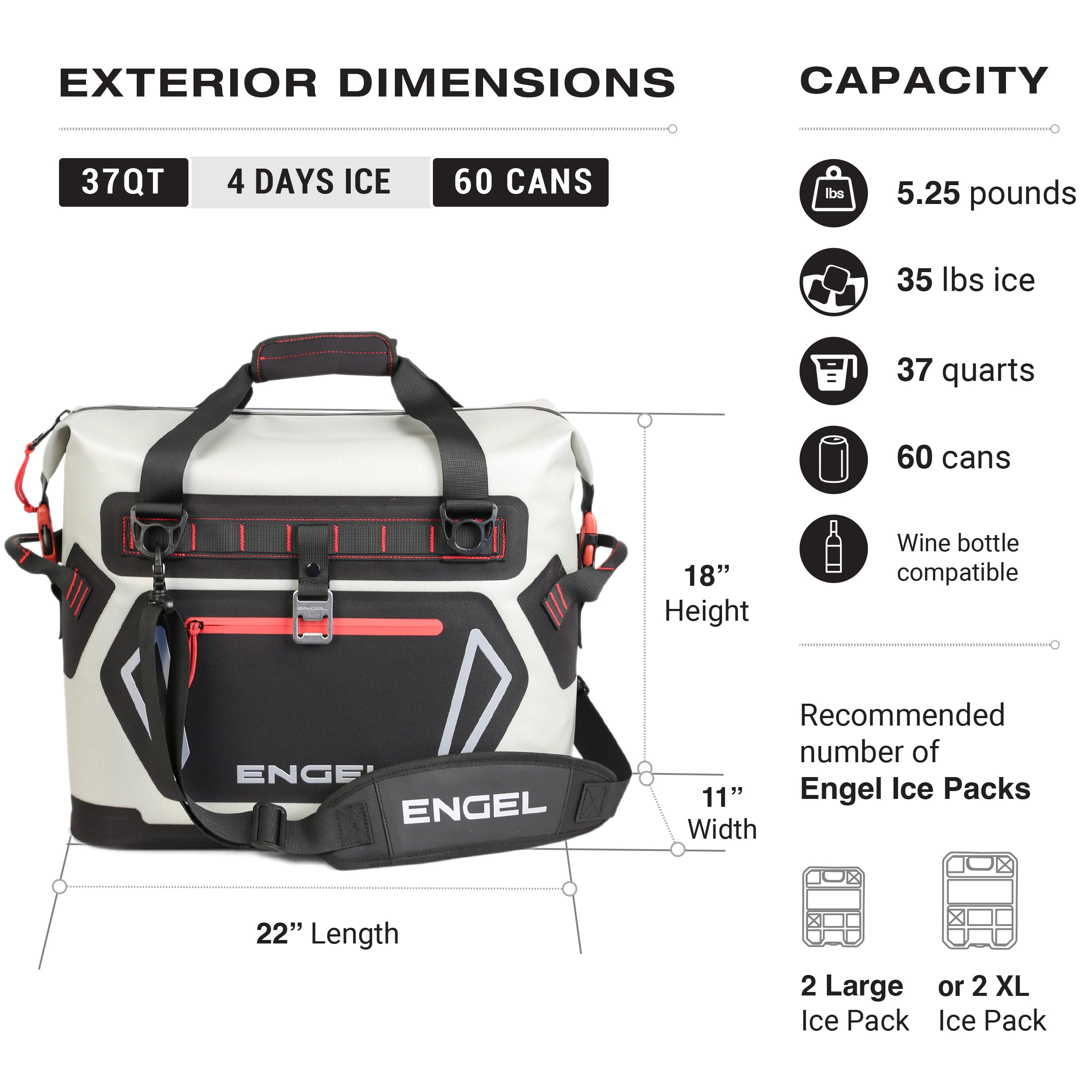 Engel HD30 High-Performance Soft-Sided Cooler Tote Bag - Durable, Leak-Proof & Portable Ice Chest for Camping, Fishing, Tailgating, Beach & Outdoor Adventures - Keeps Ice Cold for 24+ Hours - Perfect for Picnics, BBQs & Road Trips