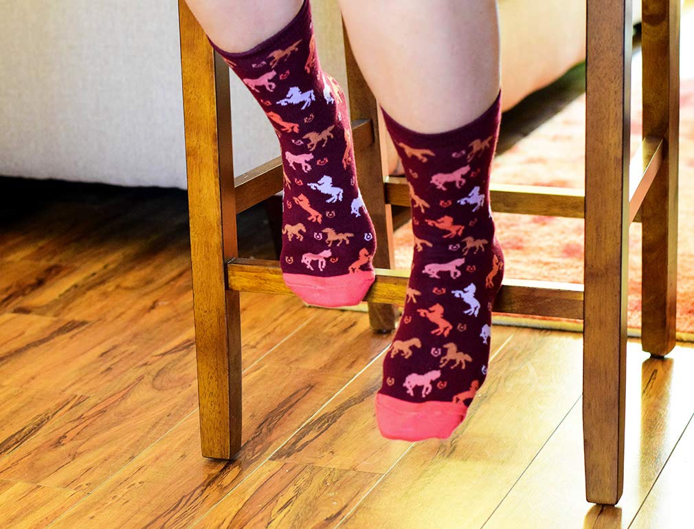 Tstars Equestrian Horse Socks for Women & Girls - Fun Novelty Crew Socks - Perfect Gift for Horse Lovers & Riding Enthusiasts - Great for Horseback Riding, Barn Days & Equestrian Events