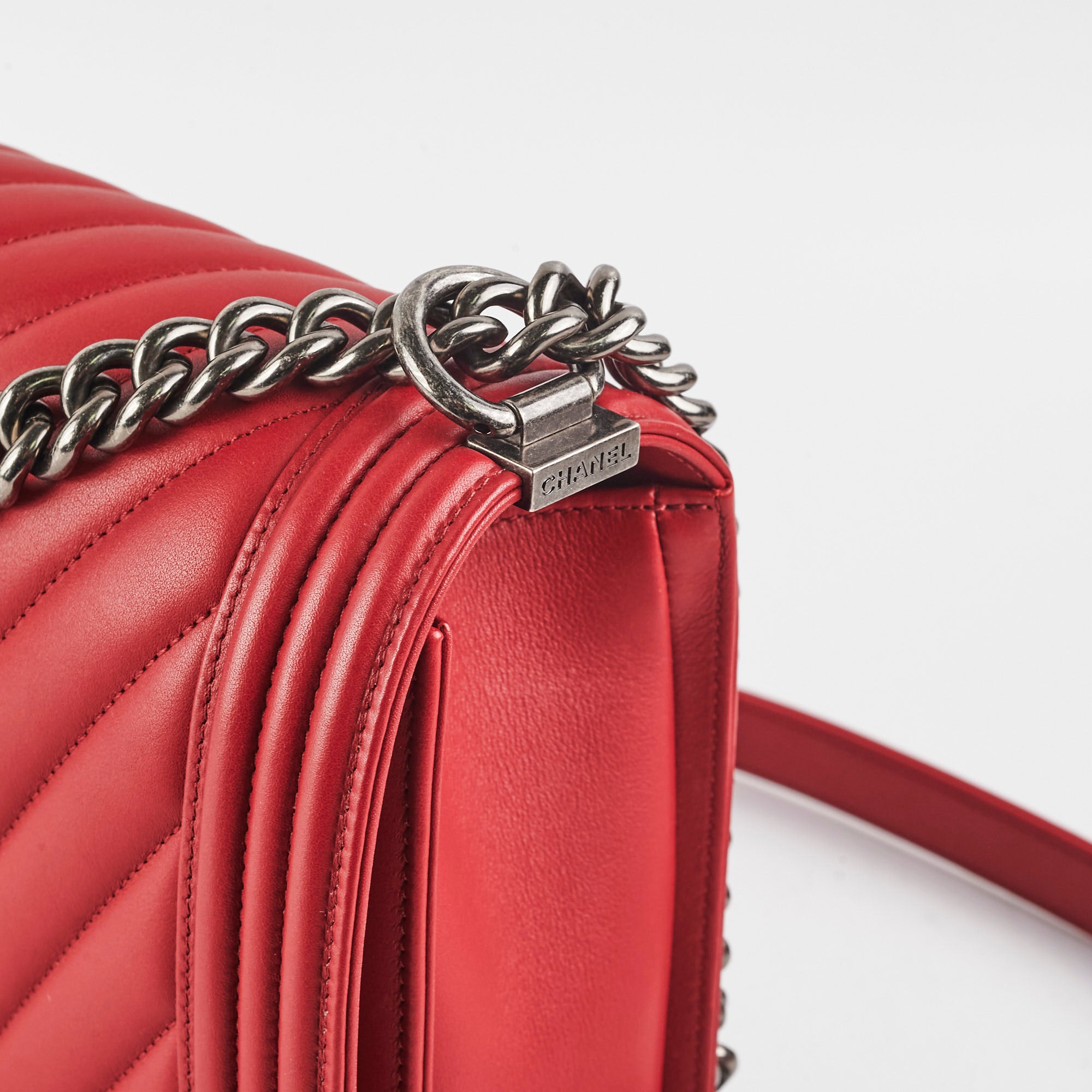 Chanel New Medium Boy Bag Lambskin Leather Red Crossbody Bag for Women - Perfect for Date Night, Parties & Special Occasions