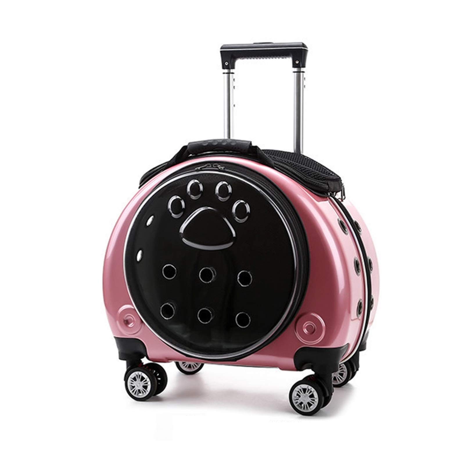Premium Cat & Dog Carrier Backpack with 360° Wheels - Elegant Pet Rolling Travel Bag for Small Dogs & Cats | Durable Stroller with Ventilation & Smooth Mobility | Perfect for Air Travel, Vet Visits & Outdoor Adventures (Pink)