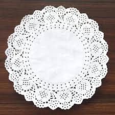 Adaamya Lace Paper Doilies - 100-Piece Bulk Pack (6.5 Inch White) for Cake Packaging, Dessert Display & Tableware Decoration - Perfect for Weddings, Tea Parties, and DIY Crafts