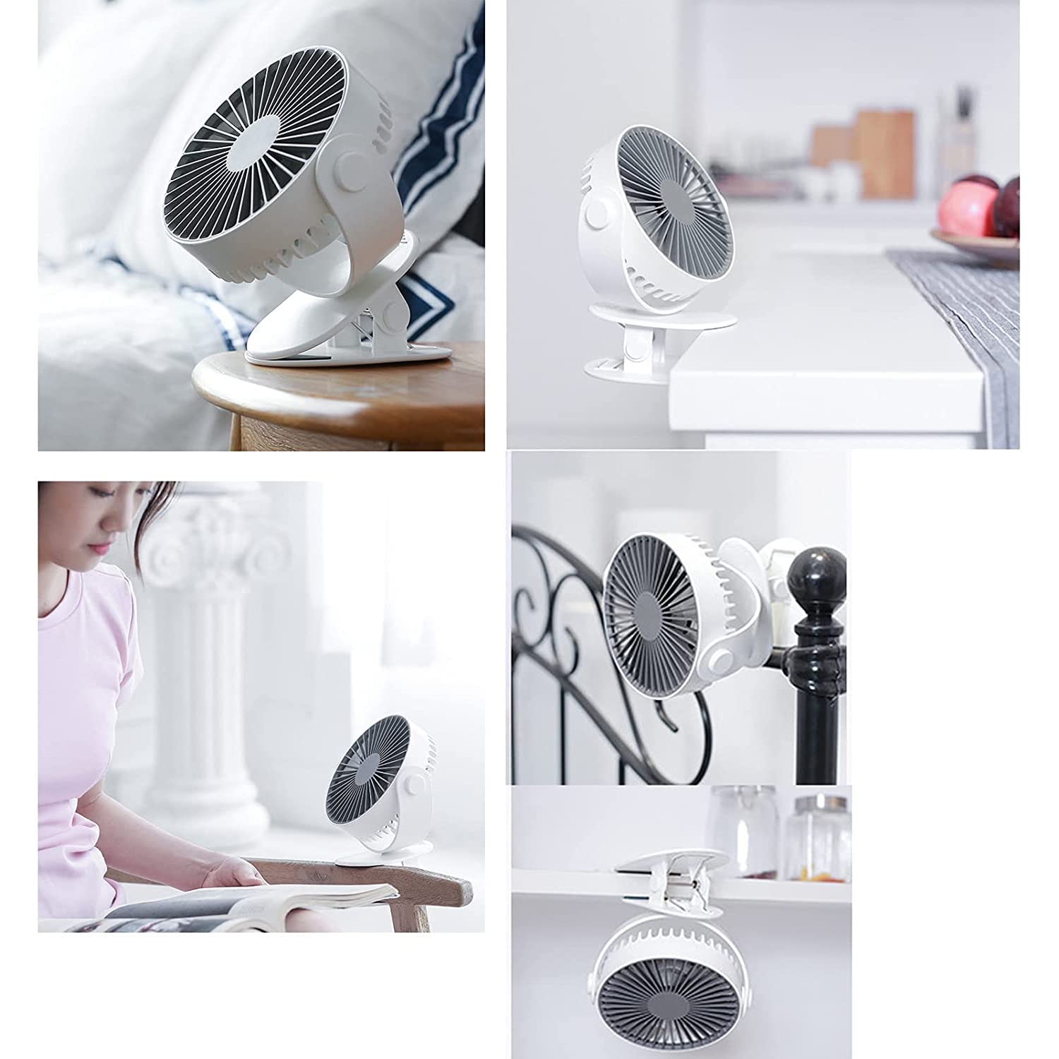 7-Inch Clip Convertible Table-Top & Clip Fan - Portable Air Circulating Fan with 3 Speed Settings - Compact Air Circulator for Bedroom, Home, Office, Camping & Car - White - Perfect for Cooling Small Spaces & Personal Use