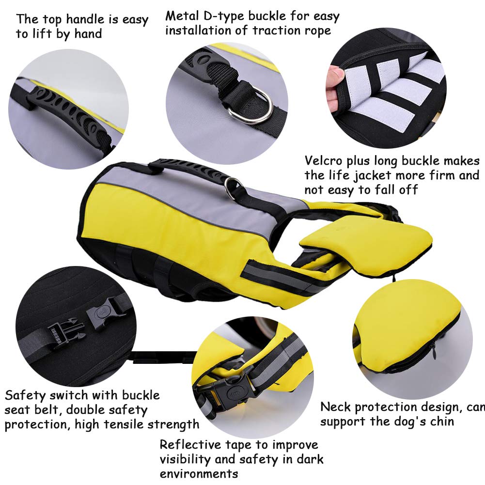 **Ripstop Dog Life Jacket - Portable Airbag Swimming Vest with Enhanced Buoyancy & Rescue Handle - Reflective Safety Vest for Dogs - Perfect for Surfing, Boating & Water Adventures**