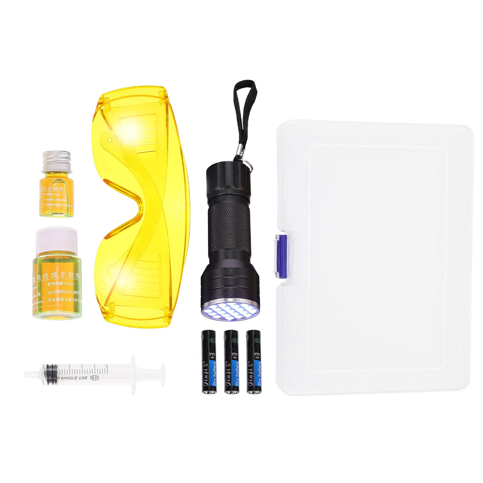 VOSAREA Car AC Leak Detector Kit - UV Flashlight & Glasses for Air Conditioner Leak Testing | Automotive HVAC System Diagnostic Tool for Mechanics & DIY Repair