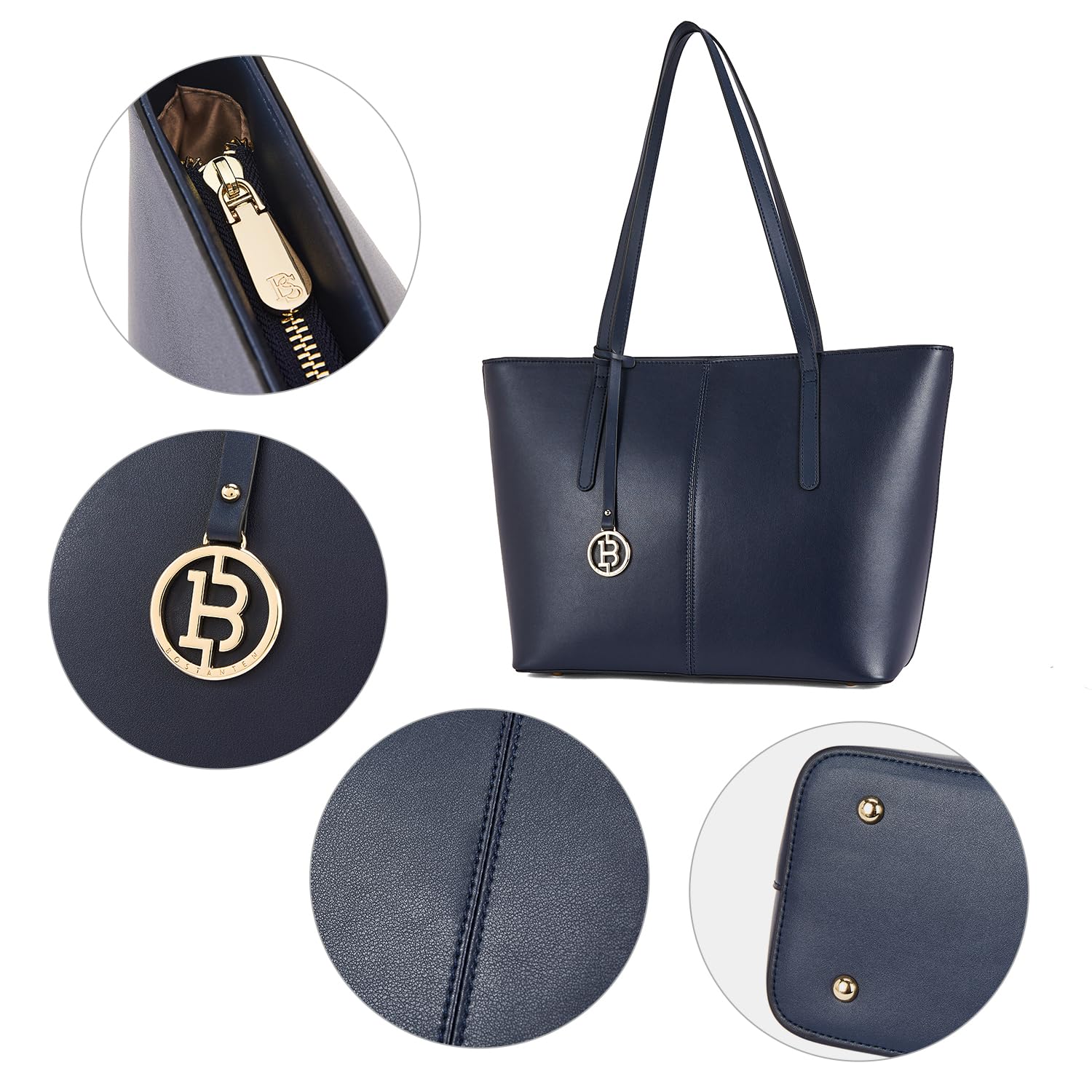 BOSTANTEN Genuine Leather Women's Tote Bag - Stylish Shoulder Purse for Work, Travel & Everyday Use | Premium Handbag for Women