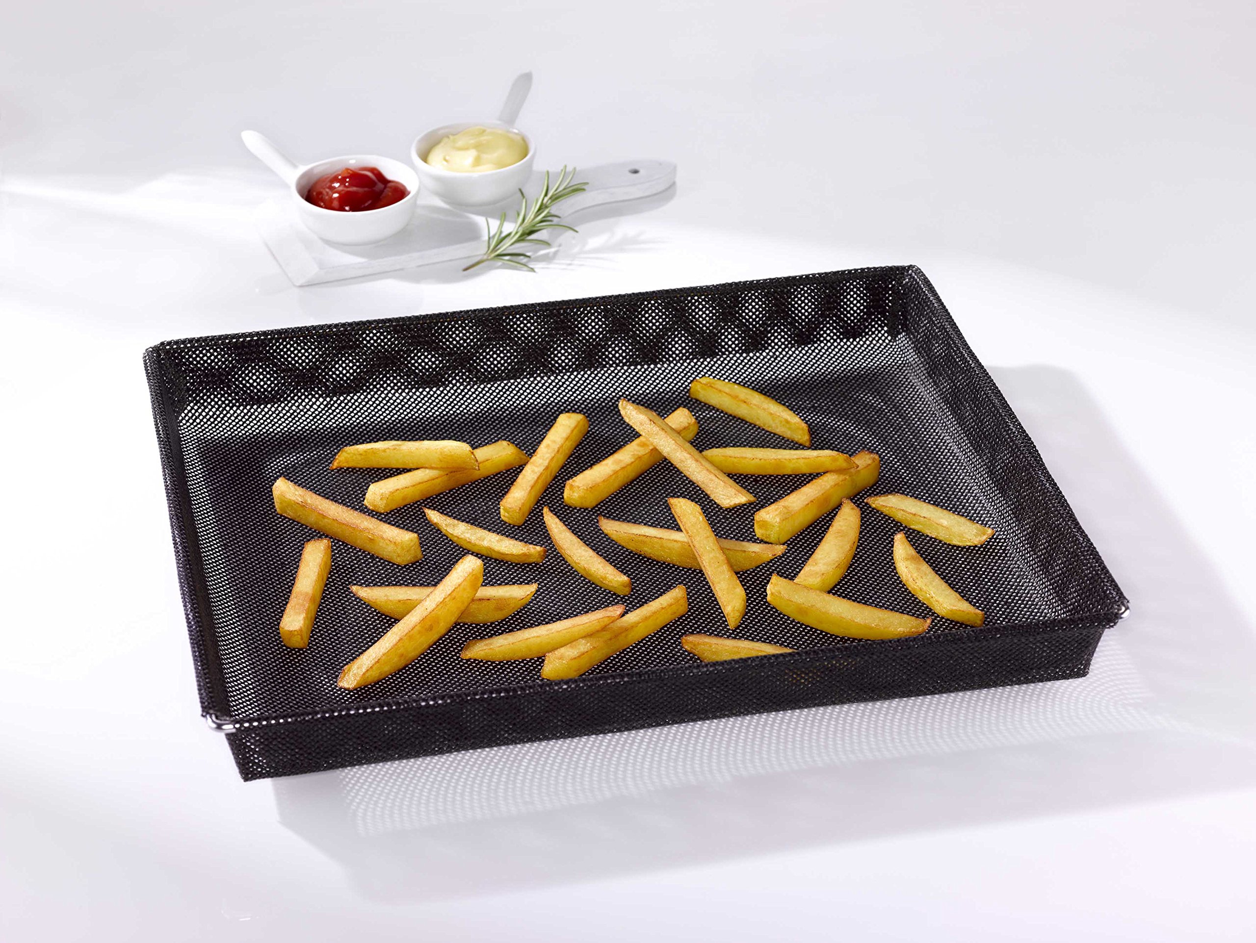 NoStik IR5187 Non-Stick Oven Crisper Basket (Small) - Black Air Fryer Basket for Healthy Cooking - Perfect for Roasting Vegetables, Chicken Wings & French Fries in Air Fryers & Convection Ovens