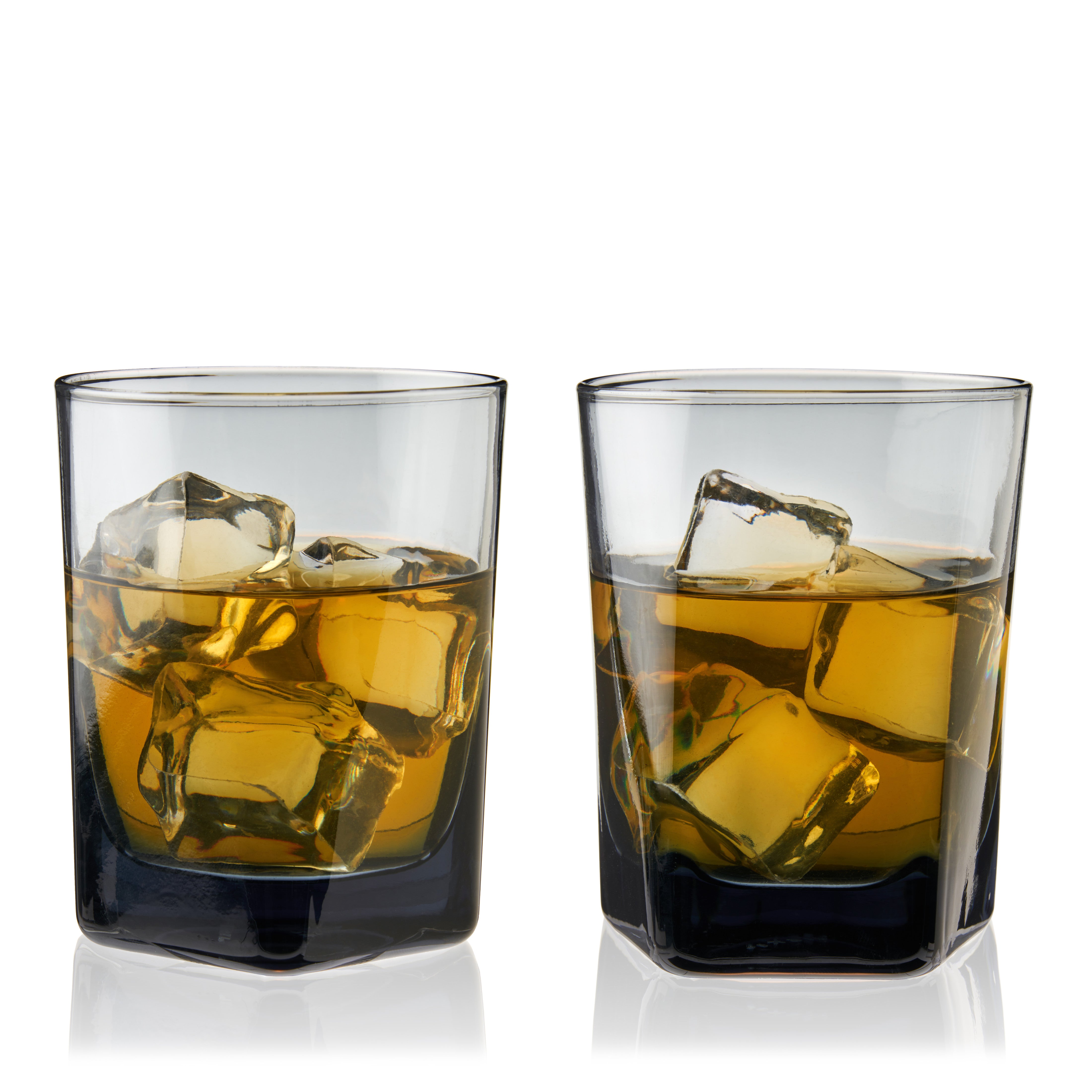 Premium Hexagonal Crystal Double Old Fashioned Glasses - Smoke Colored Whiskey Glasses for Cocktails, Bourbon & Scotch - Elegant Barware for Home Bars, Parties & Gifts