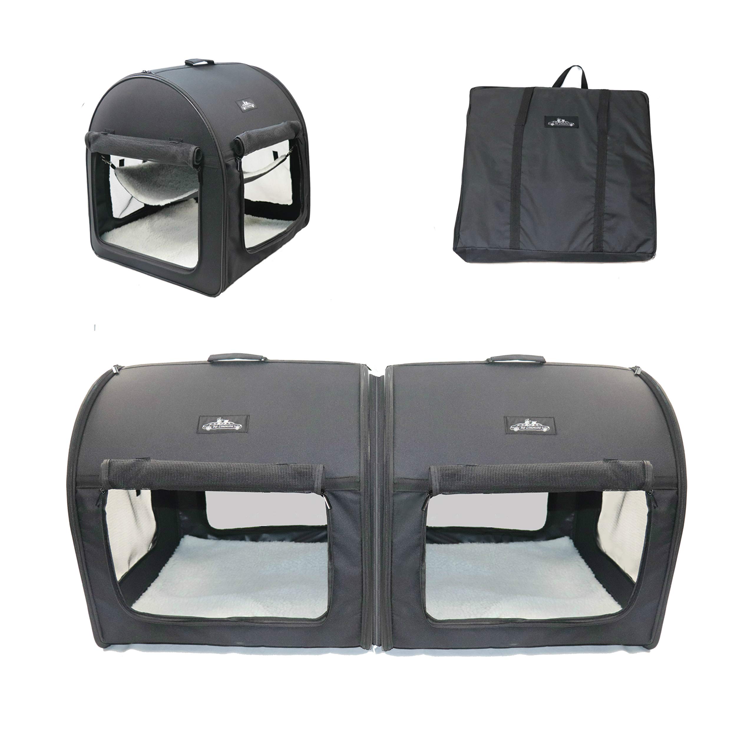 Portable 2-in-1 Soft Dog & Cat Crate - Double Travel Kennel Carrier for Small Pets | Car Seat Ready | Perfect for Road Trips & Vet Visits