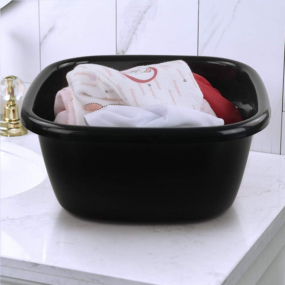 16 Quart Wash Basin - 3-Pack Black Plastic Dish Pan for Kitchen, Laundry, Camping & Household Cleaning