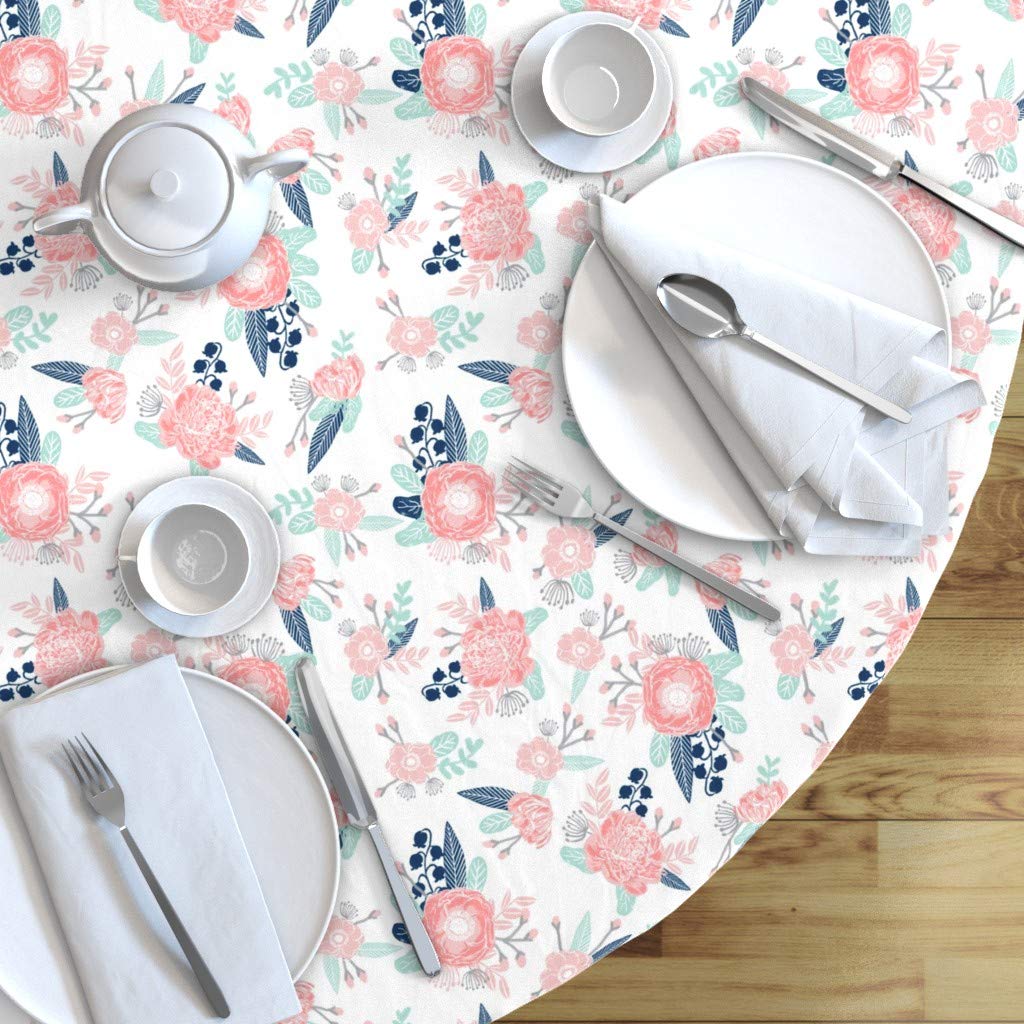 Custom Floral Cotton Sateen Tablecloth 70