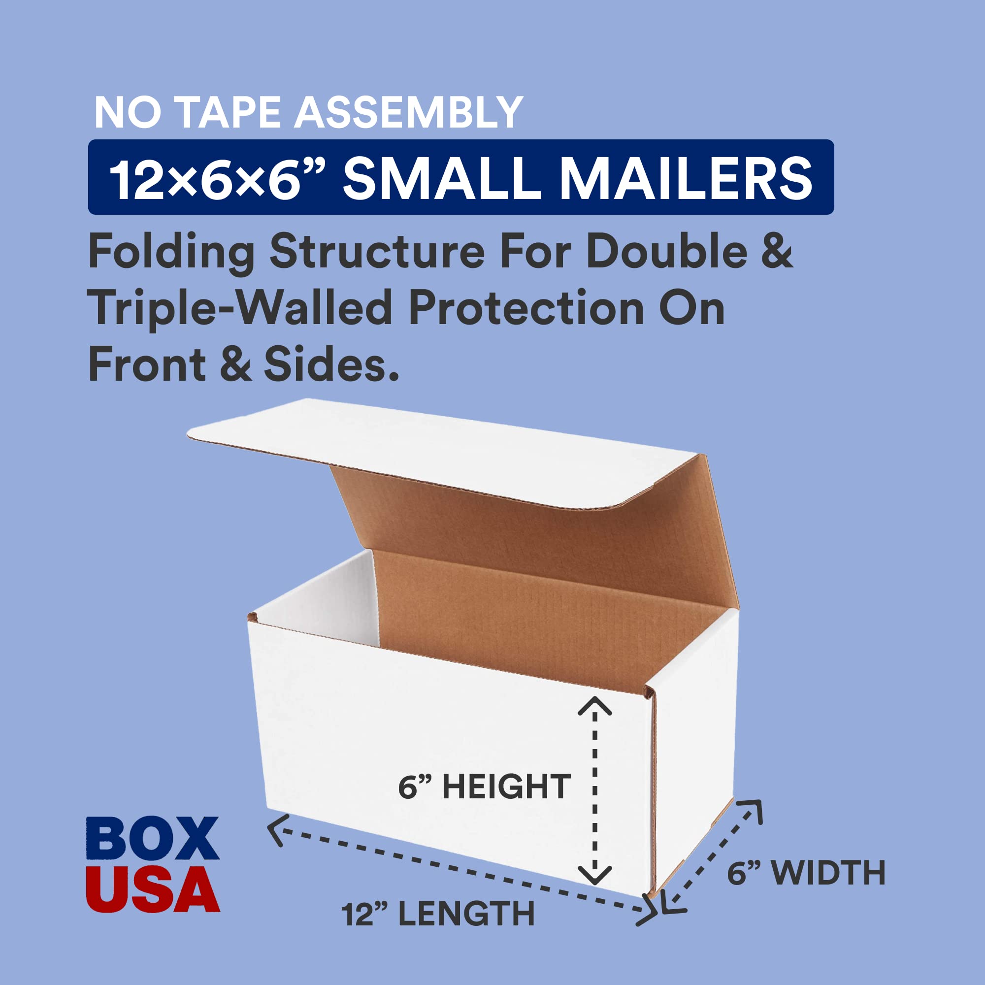 BOX USA 12x6x6 Inches Small Shipping Boxes - 50 Pack Corrugated Cardboard Mailers for Packing, Moving & Storage | Perfect for Ecommerce, Home Organization & Office Supplies