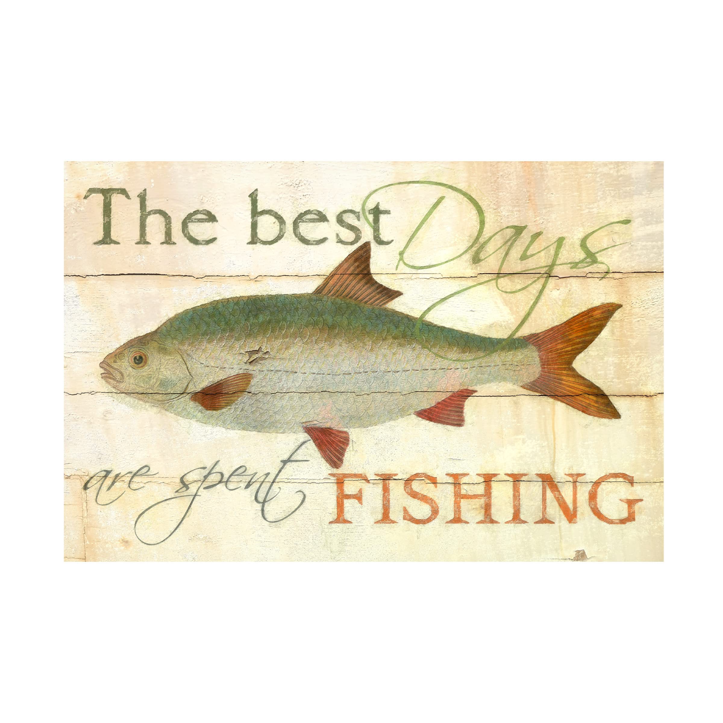 Trademark Fine Art 'The Best Days are Spent Fishing' Canvas Print by Cora Niele - Handmade Wall Decor for Living Room, Bedroom & Office - Perfect Gift for Anglers & Nature Lovers