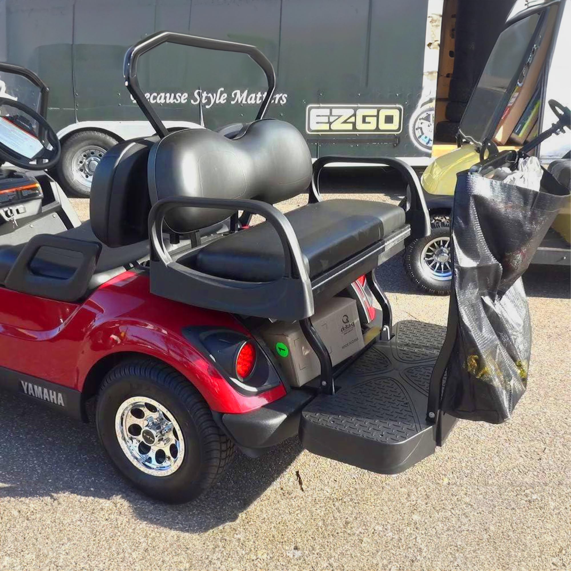 Club Clean Universal Golf Cart Storage Bag - Durable Cargo Organizer for 2 & 4 Seater Golf Carts (EZGo, Club Car, Yamaha) - Easy Attach Black Grocery Shopping Bag - Perfect for Golf Outings, Grocery Trips & Outdoor Adventures