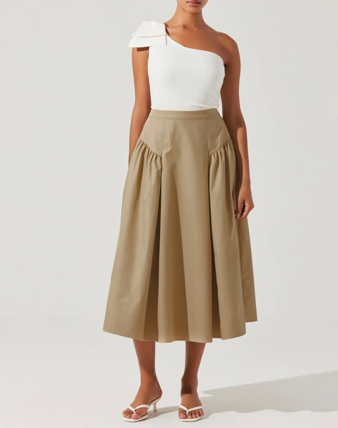 Laila Ruched Detail Midi Skirt for Women - Elegant Bodycon Pencil Skirt with Side Slit, Stretchy High Waist - Perfect for Office, Party & Date Night Outfits