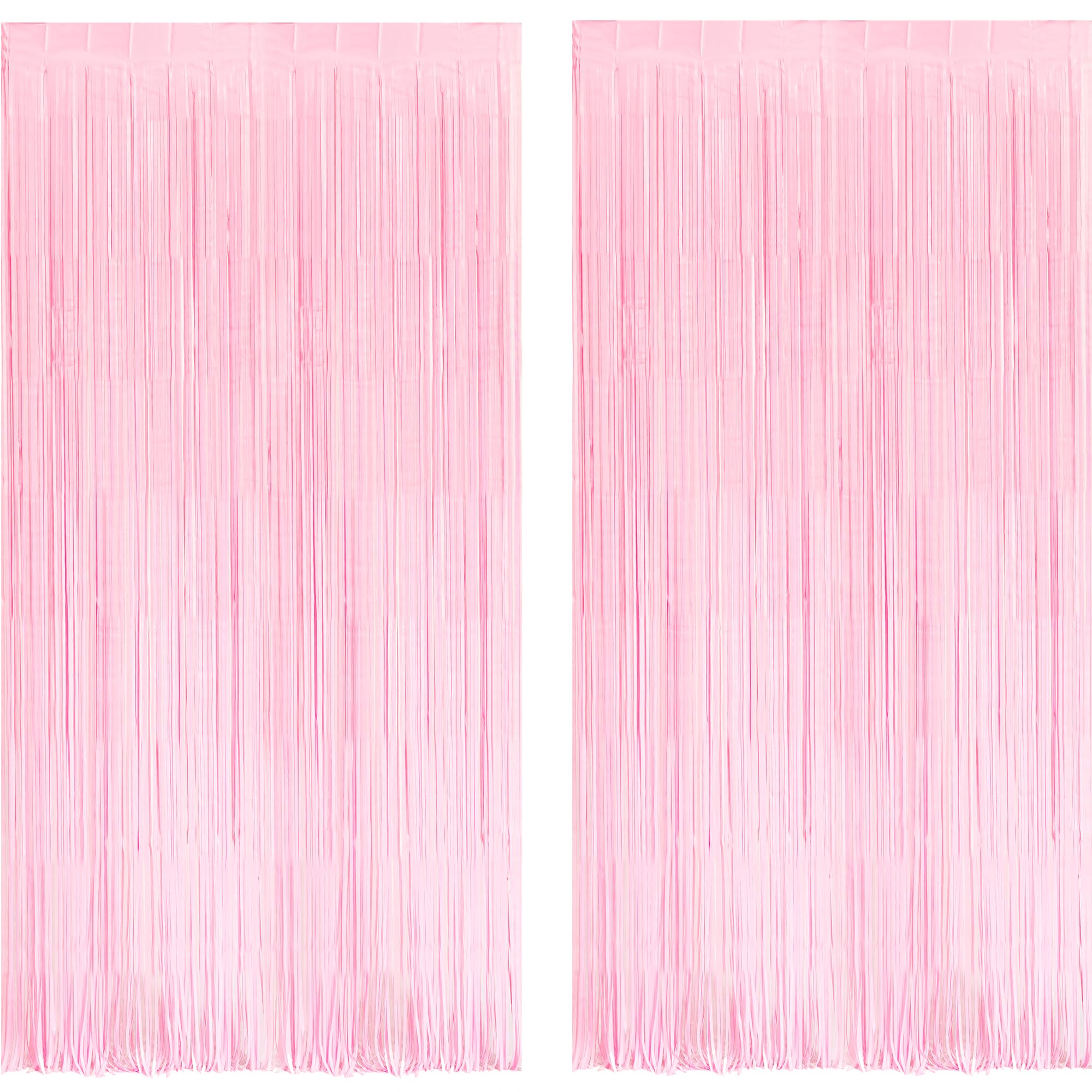BRAVESHINE Pastel Pink Foil Fringe Curtains - 2 Pack Tinsel Backdrop for Photo Booth, Party Decor, Bridal Shower, Bachelorette, Princess Birthday, Easter & Sweet 16 Decorations - Perfect for Girls' Room, Baby Shower & Wedding Reception Decor