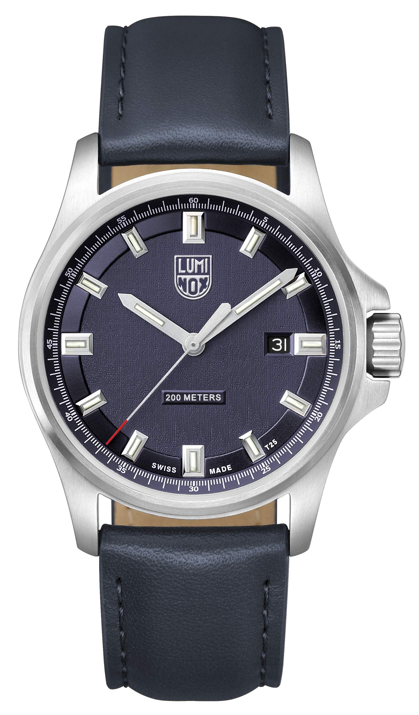 Luminox 1834 Men's Dress Watch - Blue Dial, Leather Strap, Water Resistant, Swiss Made | Perfect for Business, Formal Events & Everyday Wear