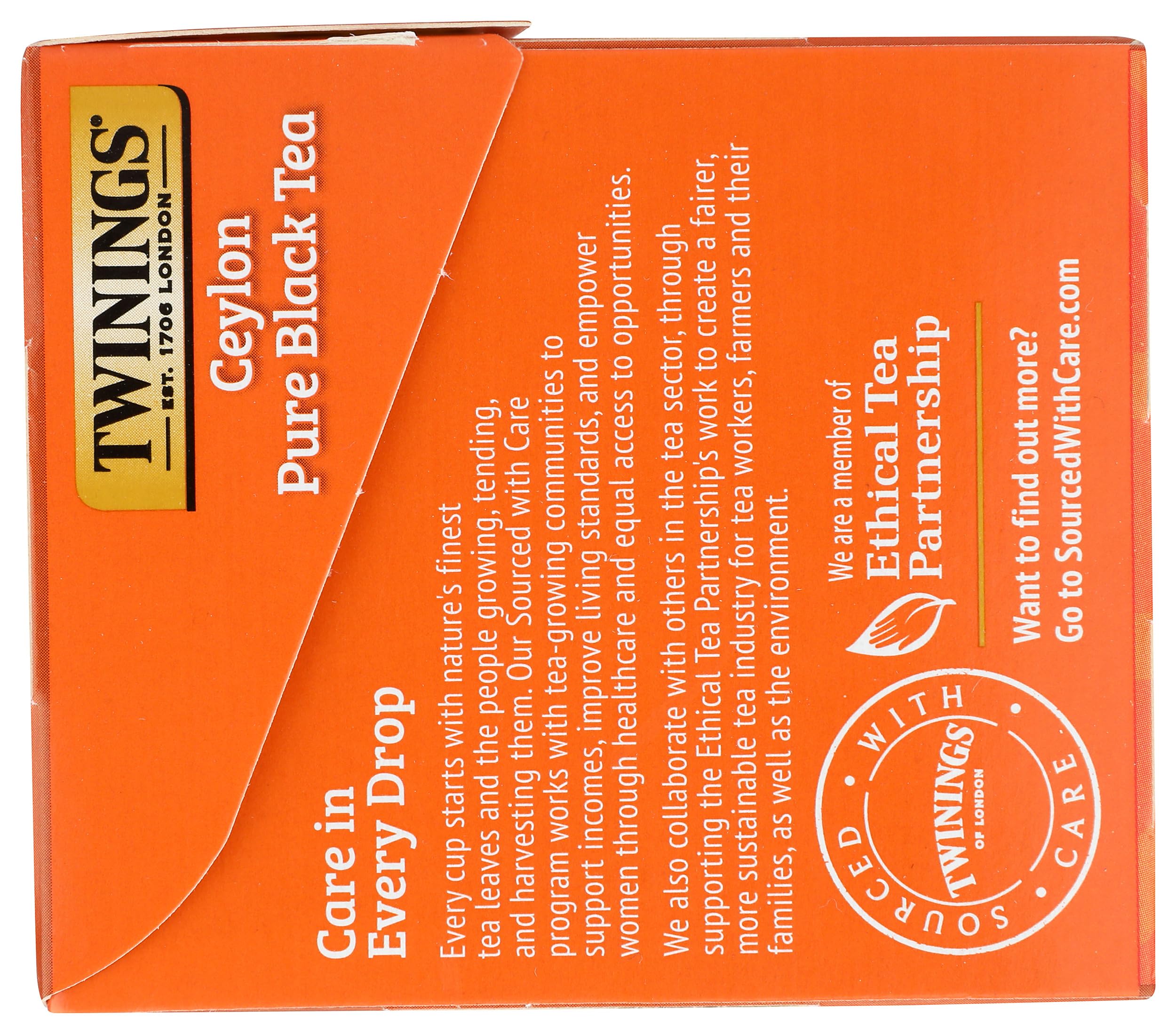 Twinings Ceylon Orange Pekoe Black Tea Bags - 20 Count | Premium Loose Leaf Tea Alternative for Breakfast, Afternoon Tea & Relaxation