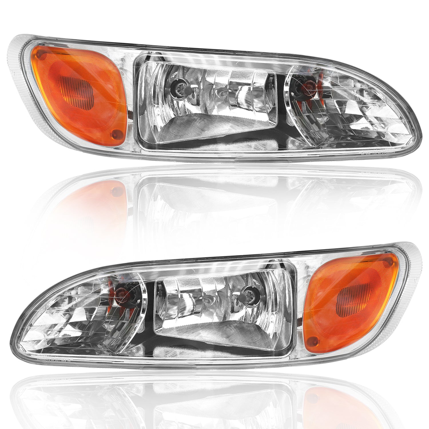 Chrome Headlight Assembly Pair for 2005-2015 Peterbilt 325 330 335 337 340 348 382 384 386 387 Trucks - Left Driver & Right Passenger Side Replacement - Perfect for Night Driving and Enhanced Visibility